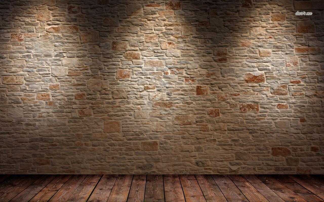 Brick wall and wood floor wallpaper wallpaper