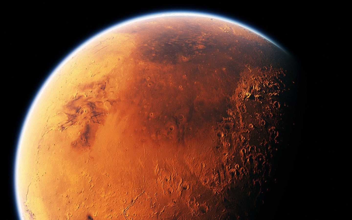 The axis of rotation of Mars was tilted more than now. Earth