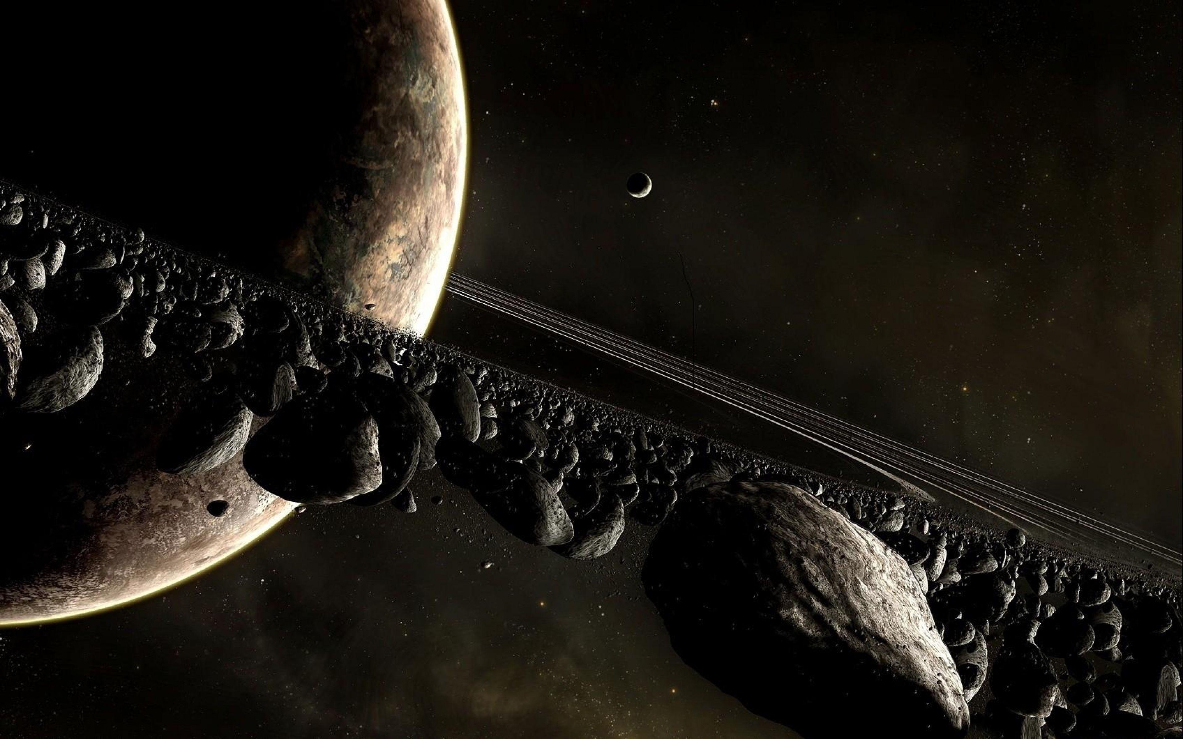 Wallpaper planet, space, ring, asteroids. GALAXY & SKY