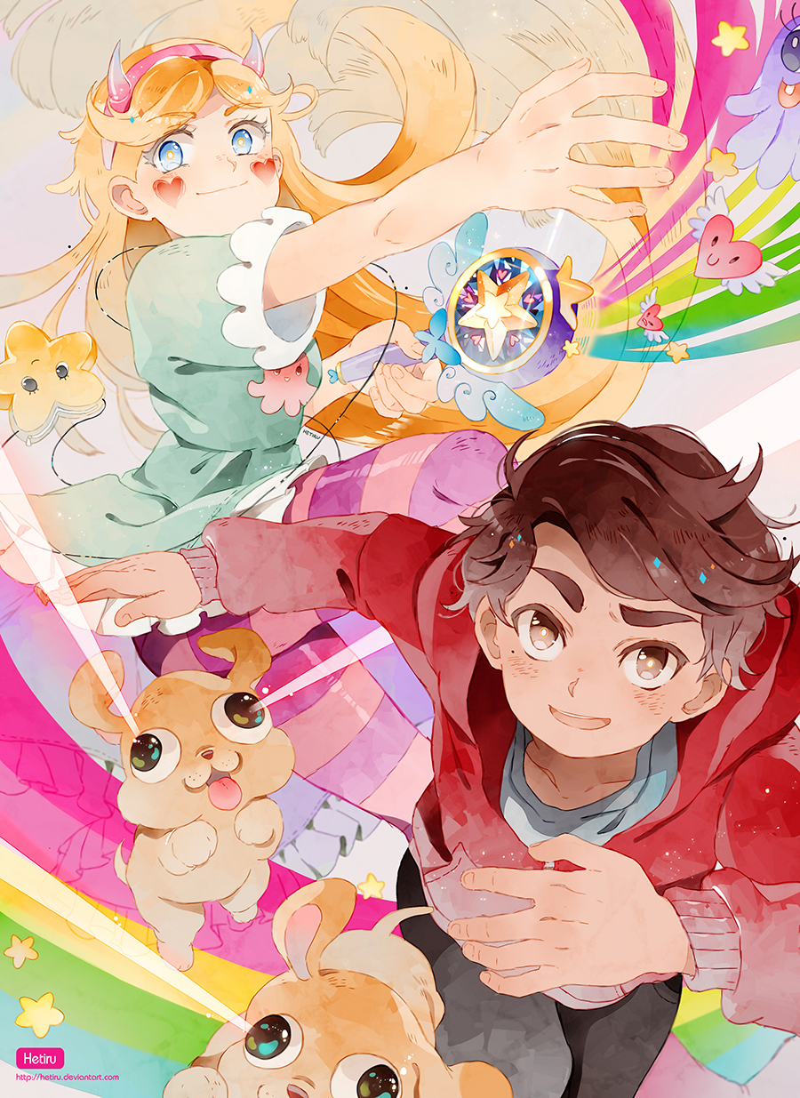 marco diaz and star butterfly (star vs the forces of evil) drawn