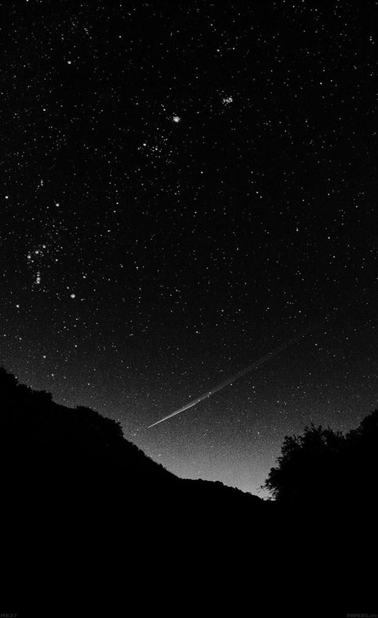 Black sky night beautiful falling star iPhone 4s Wallpaper Download