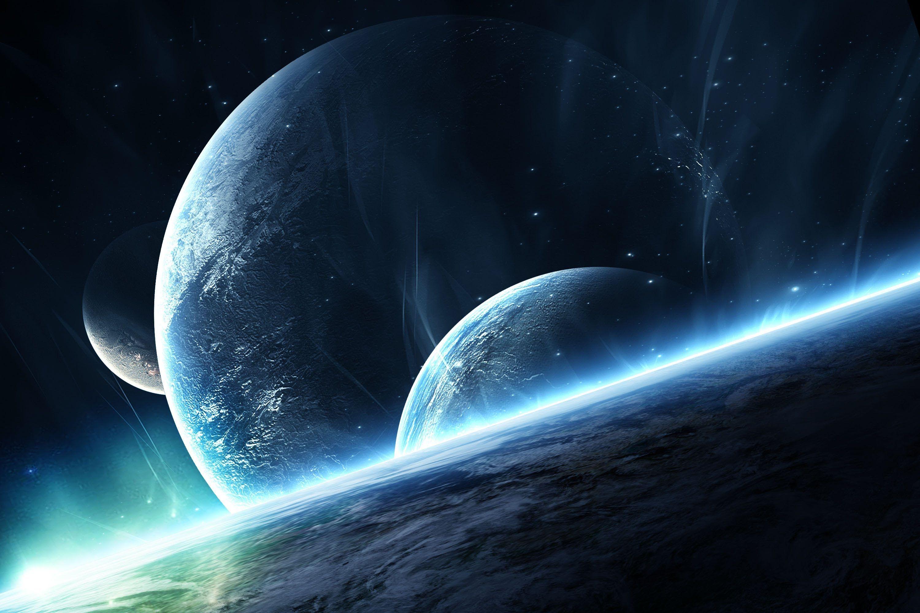 Blue Outer Planets Picture Space Wallpaper For Desktop Mobile Free
