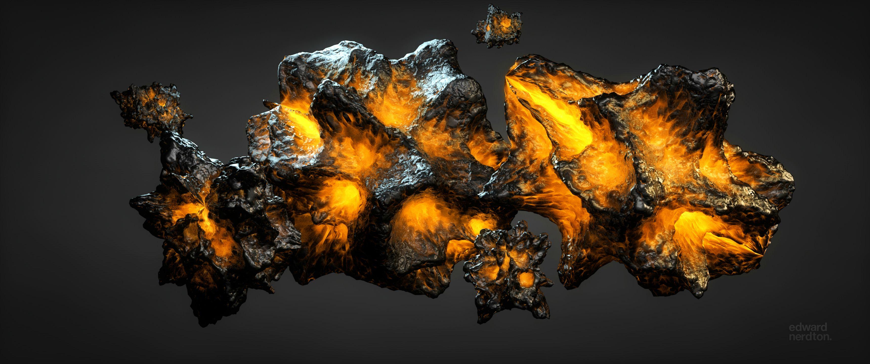 wallpaper 3D abstract glowing meteorite