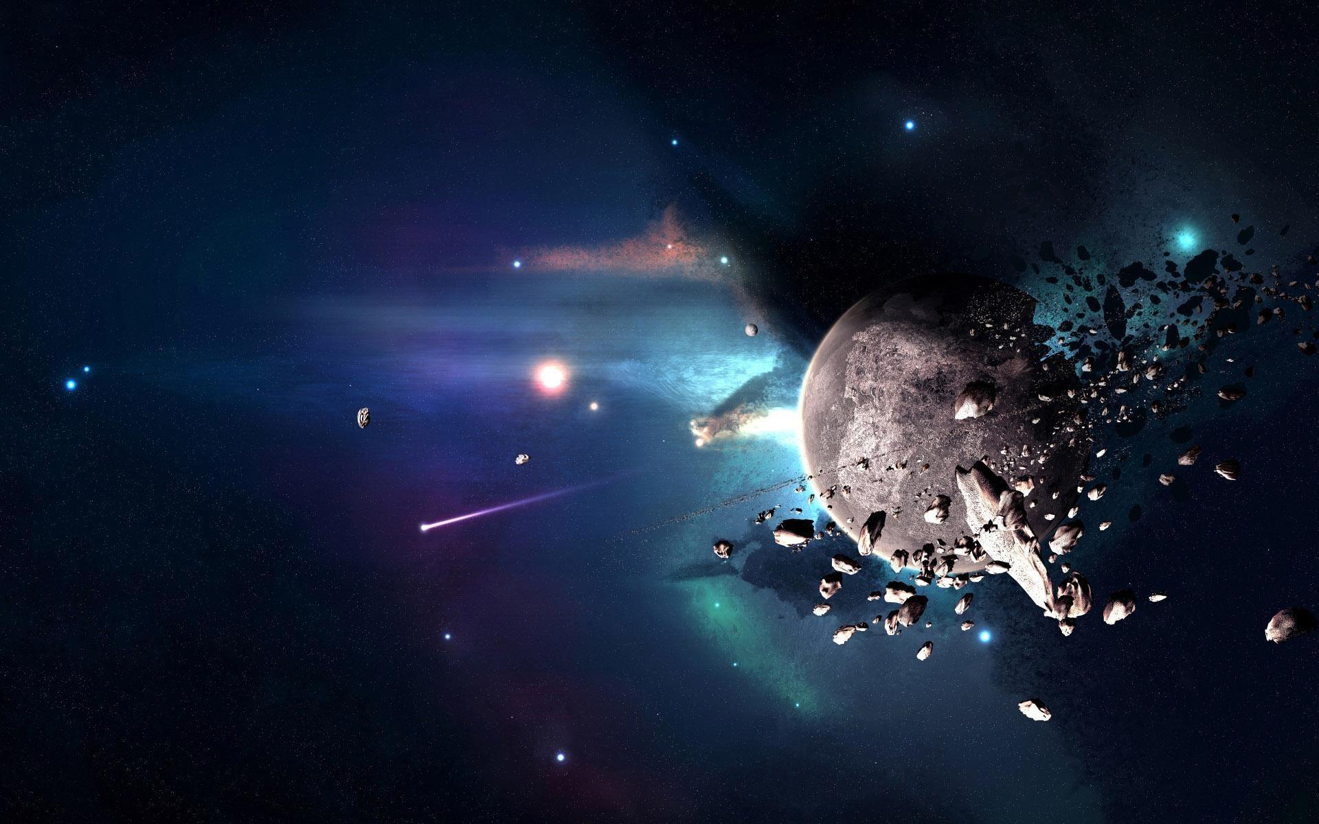 Meteorites circling the planet wallpaper