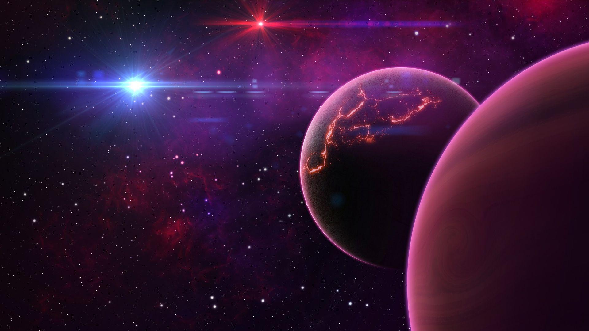 Planet Outer Space Digital Art Wallpaper