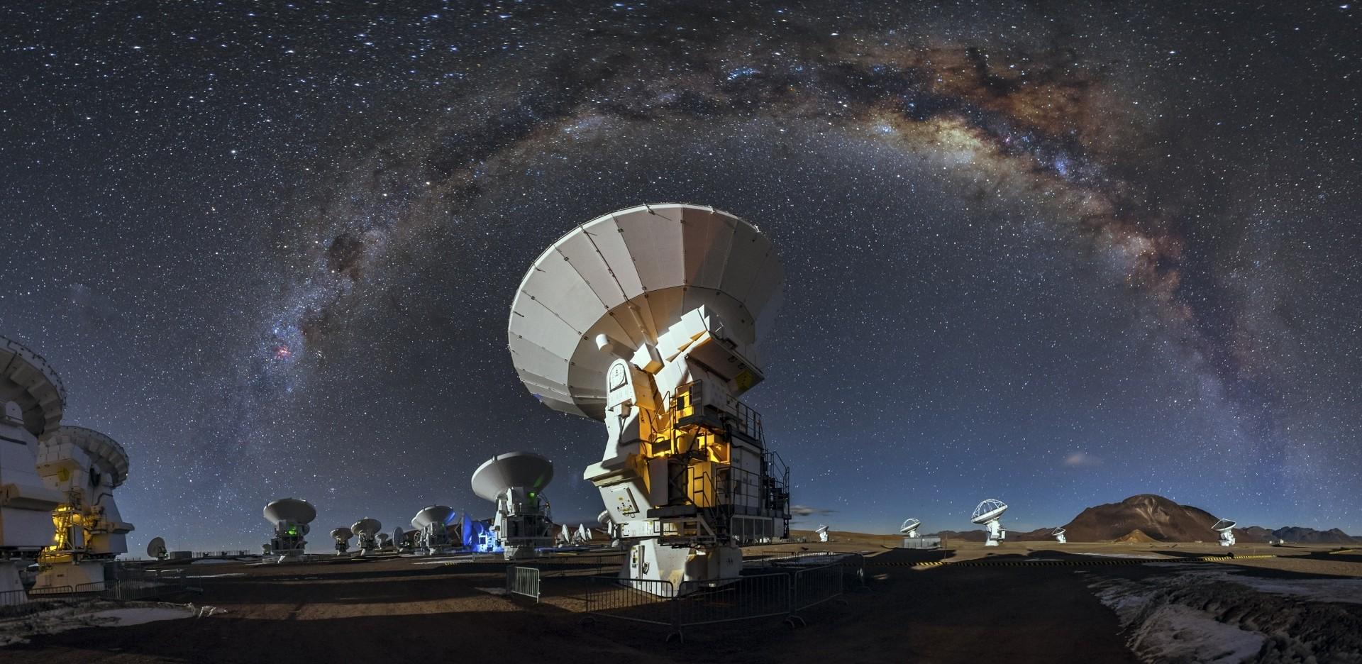 landscape, ALMA Observatory, Atacama Desert, Milky Way, Long