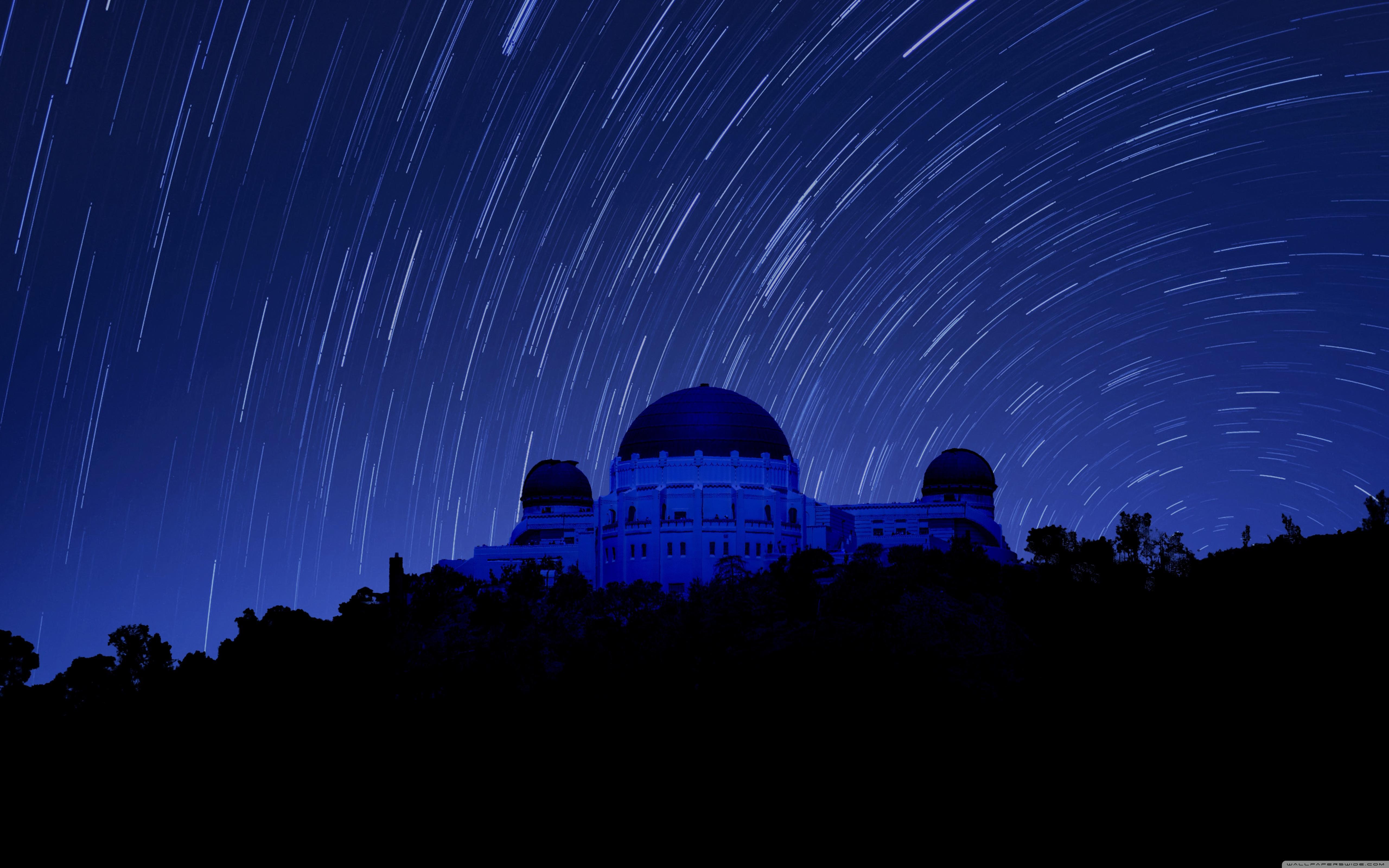 Griffith Observatory at Night, Star Trails ❤ 4K HD Desktop