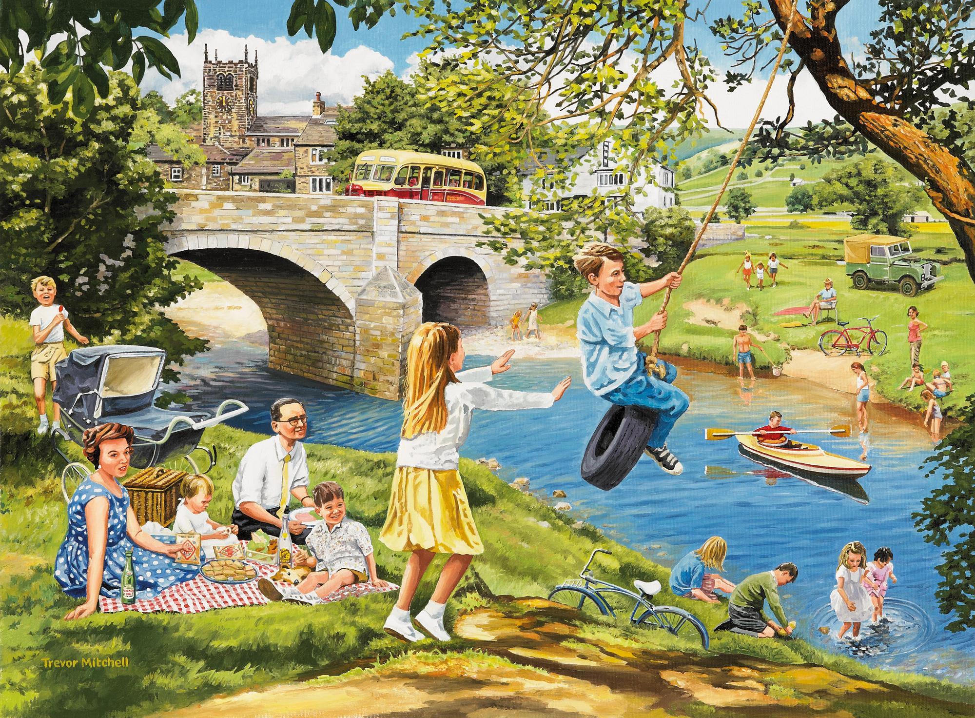 Picnic on the Riverbank Wall Mural