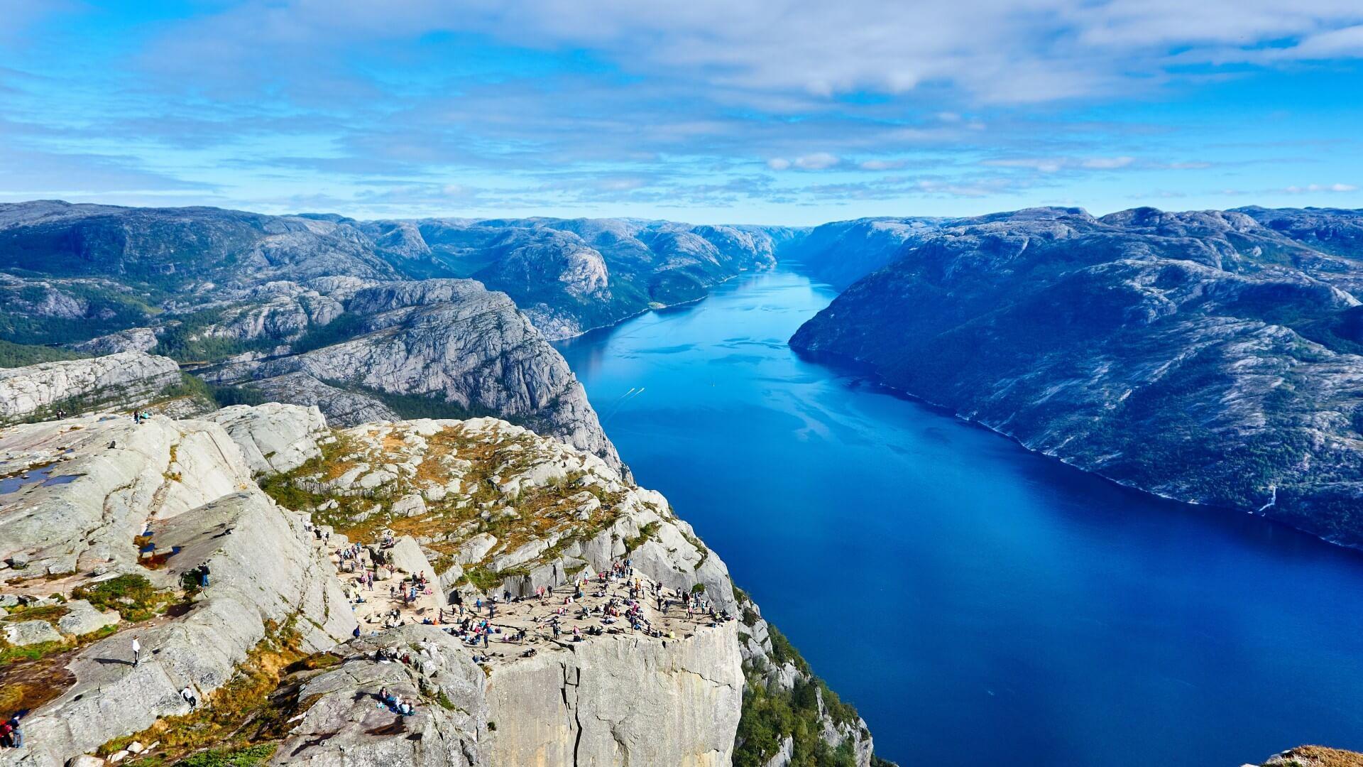 Preikestolen cliff River Norway 4K 5K Wallpaper HD 1080p