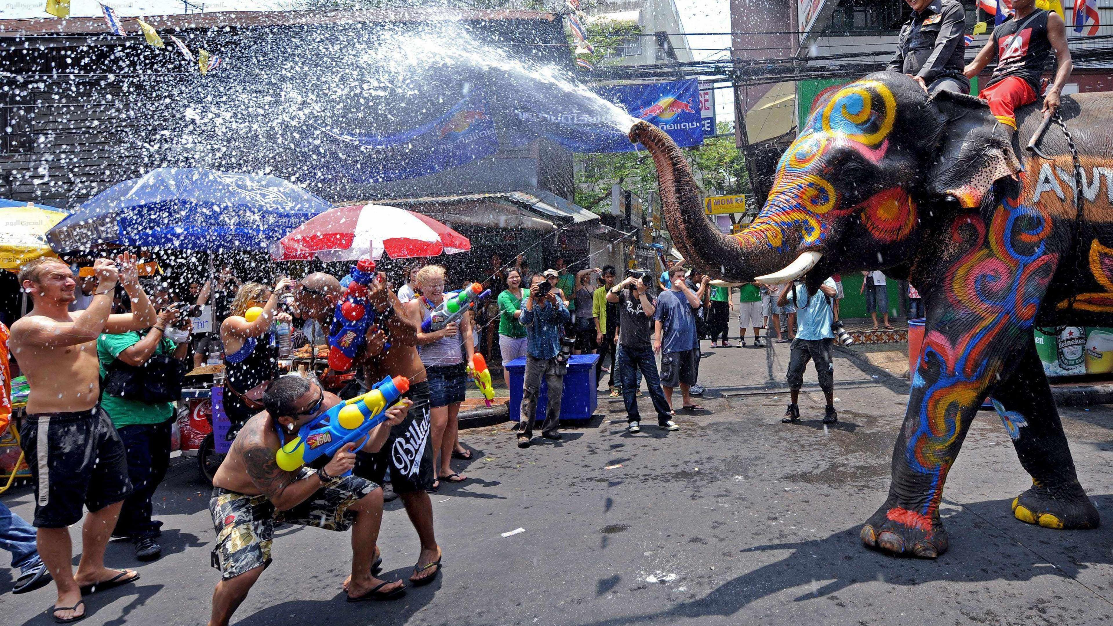 Wallpaper Songkran, Thai New Year, Thailand, Water Festival