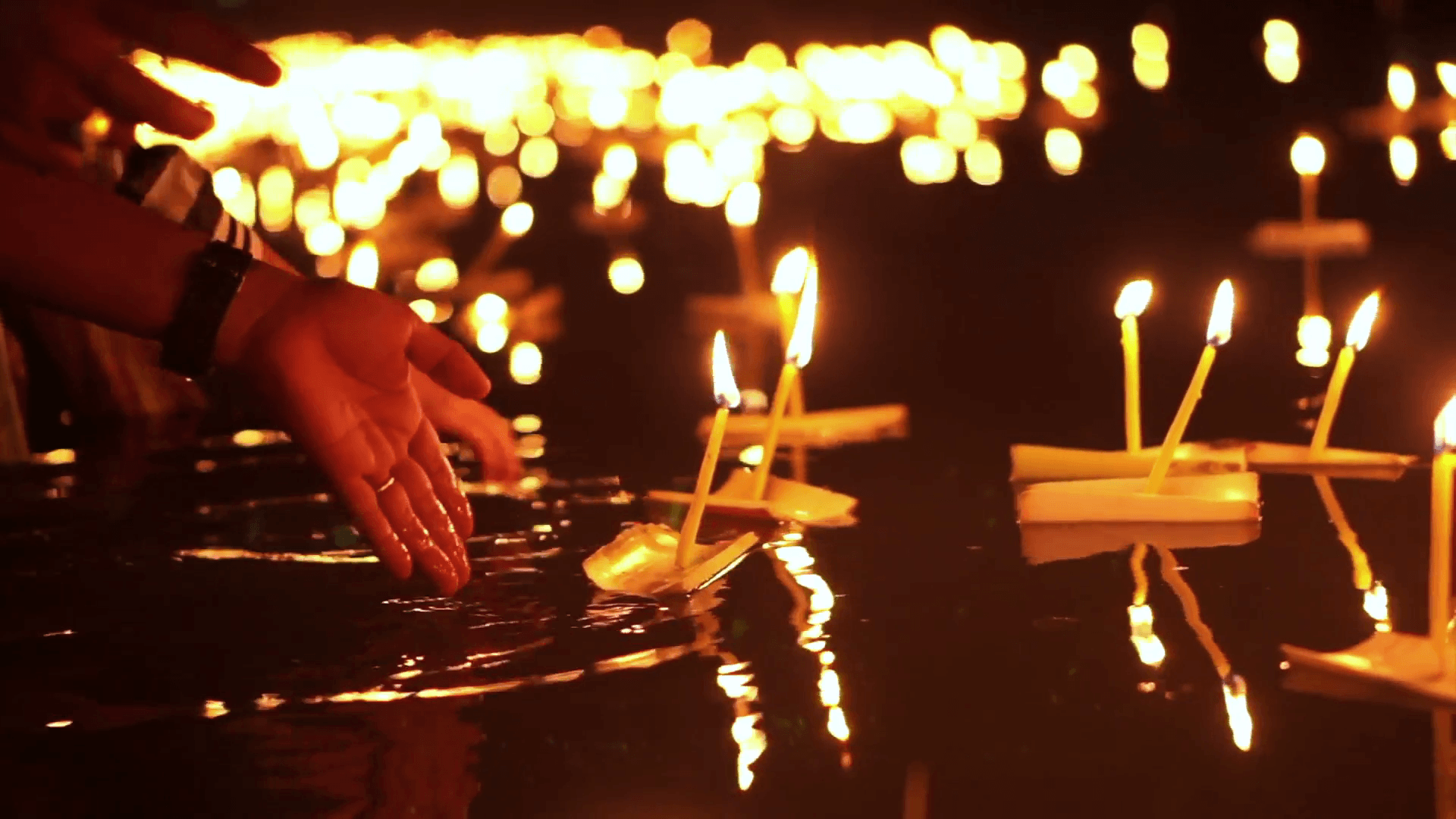 Loi Krathong Festival in Chiangmai, Thailand. Hand releasing