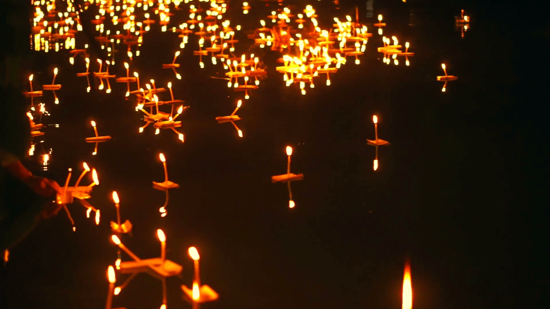 Loi Krathong Festival in Chiangmai, Thailand. Thousand of floating