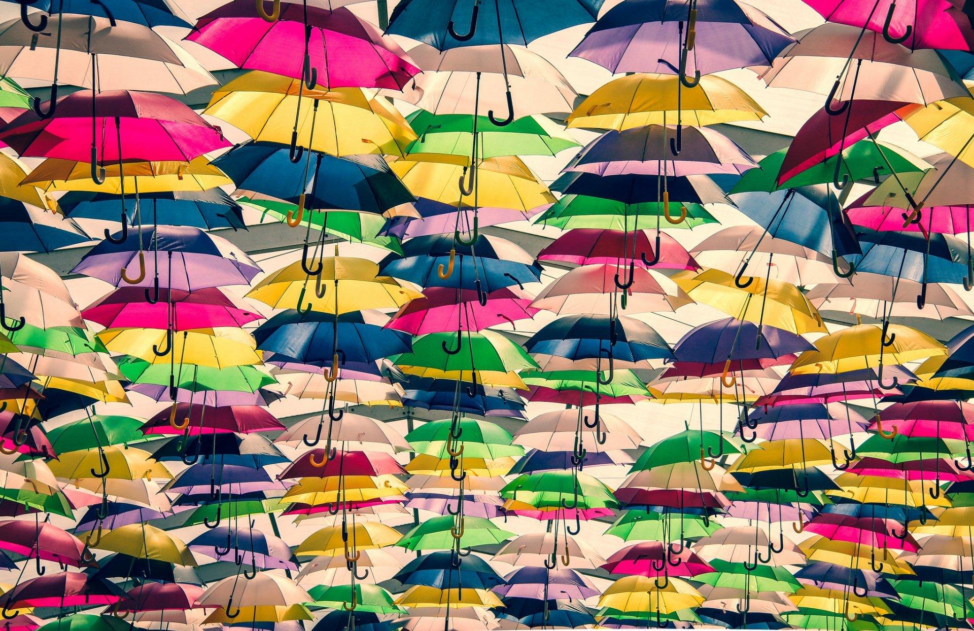 umbrellas colored many background HD wallpaper