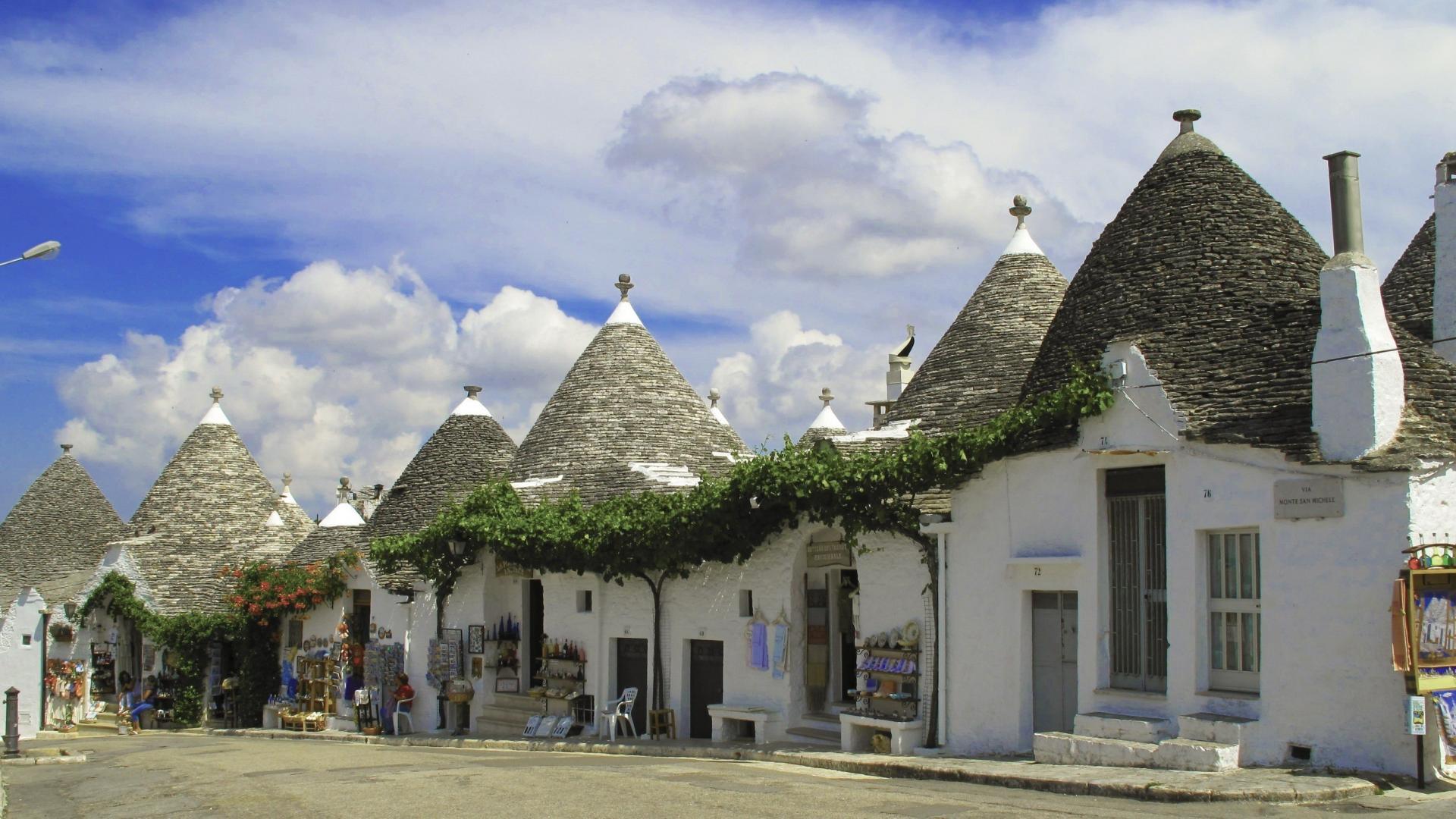 Italia italy alberobello trulli architecture landscapes wallpaper