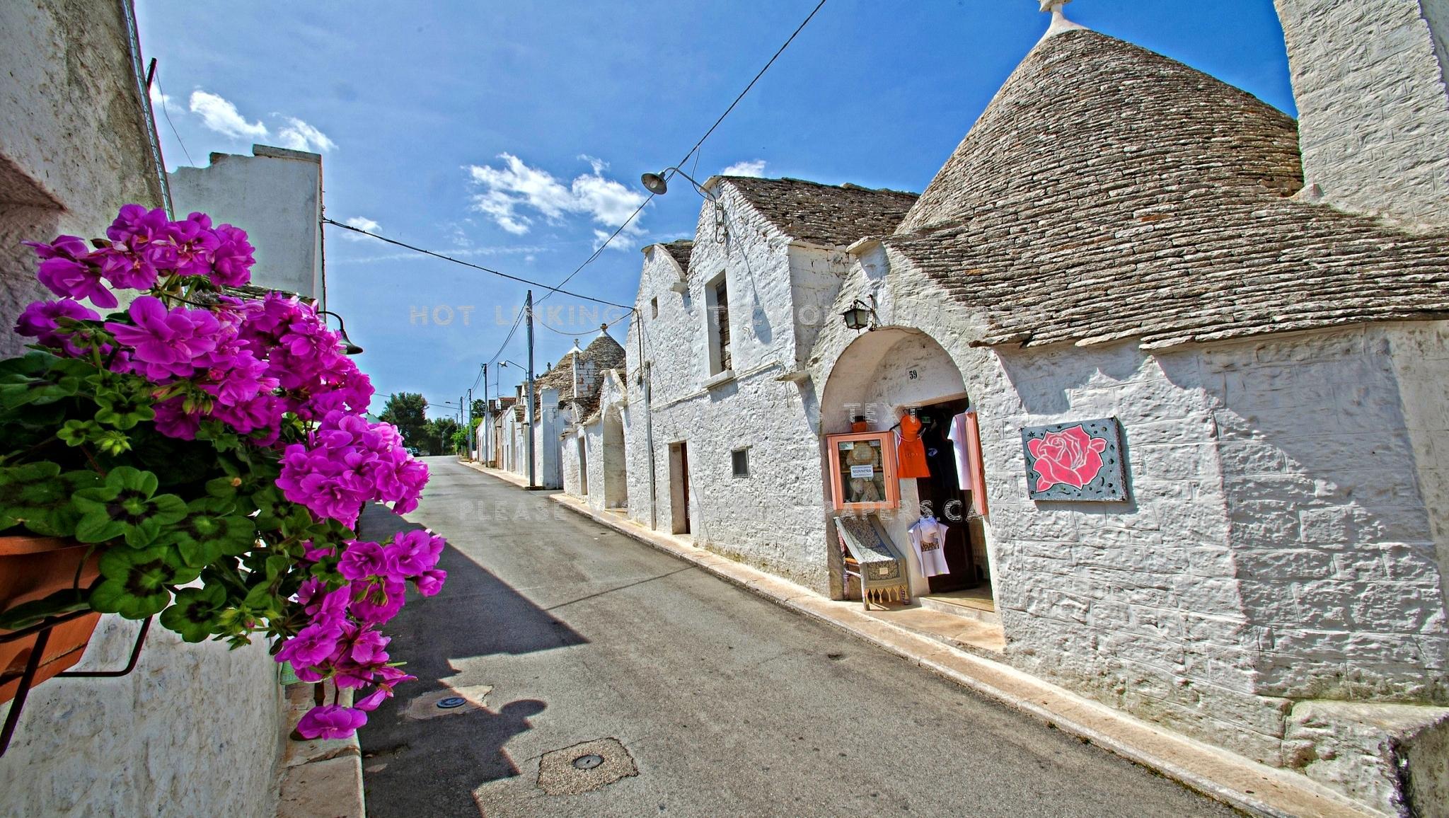 alberobello street italy view trulli hills