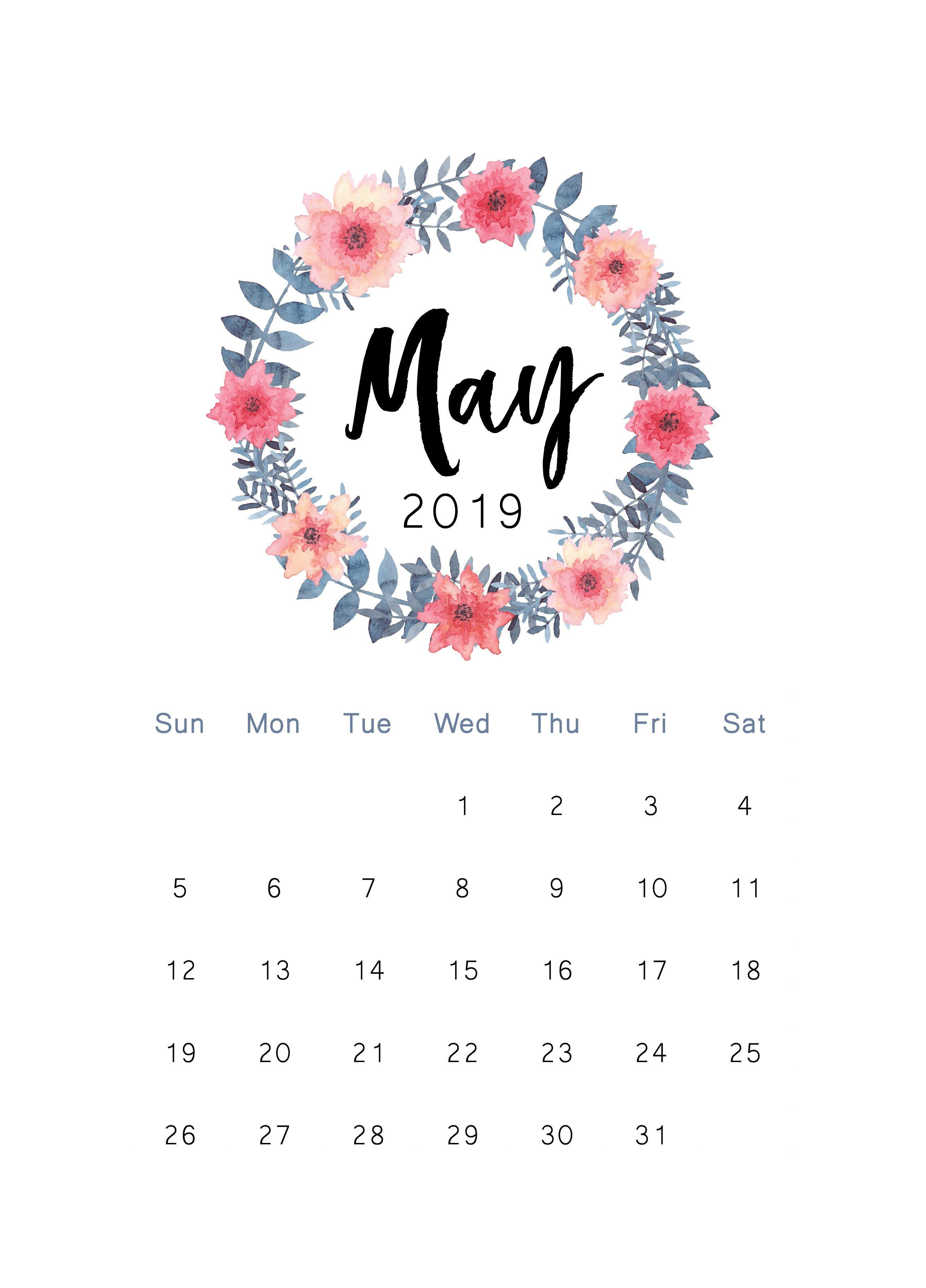 May 2019 printable calendar. The Cactus Creative