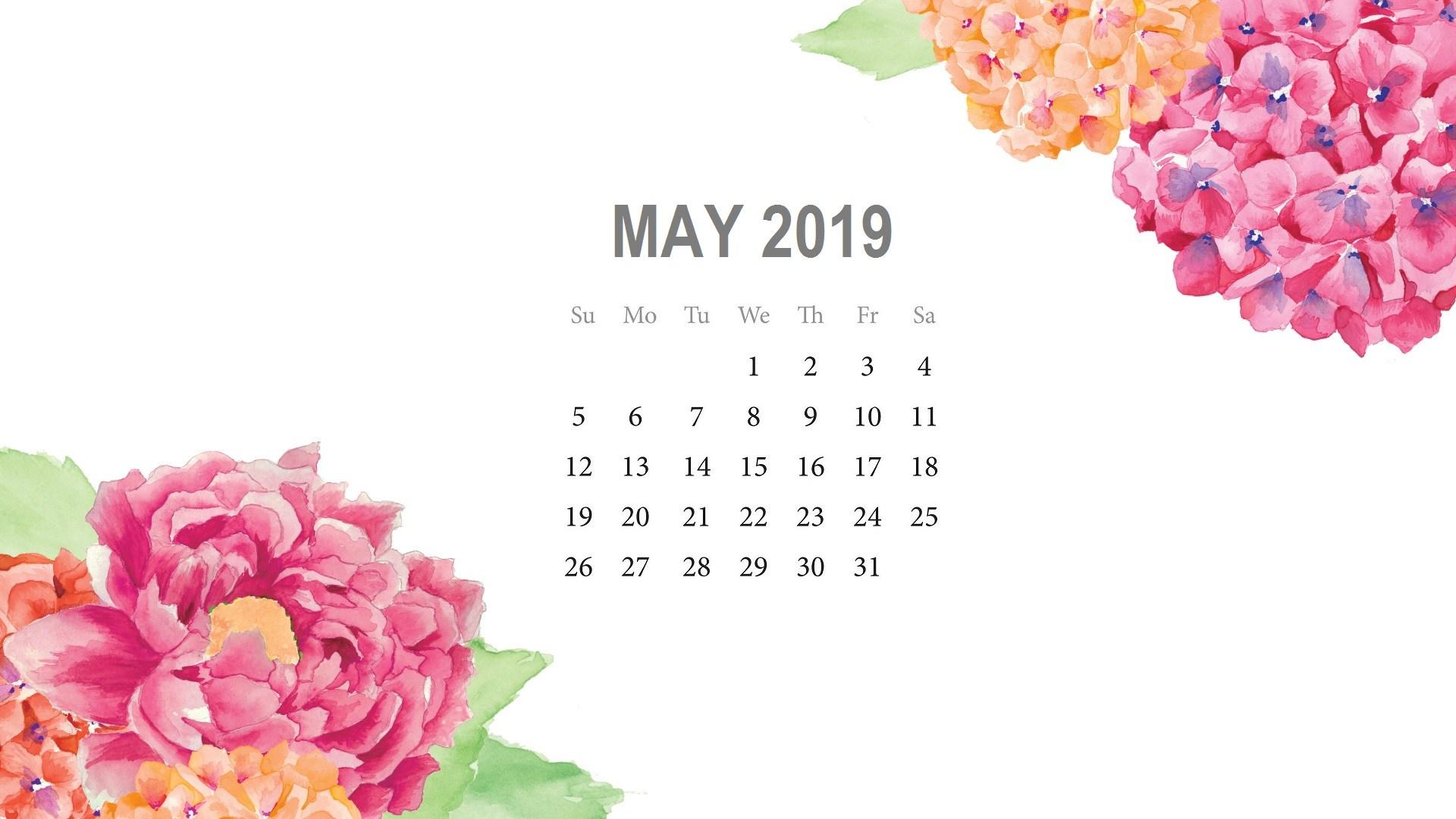 May 2019 Desktop Calendar Wallpaper