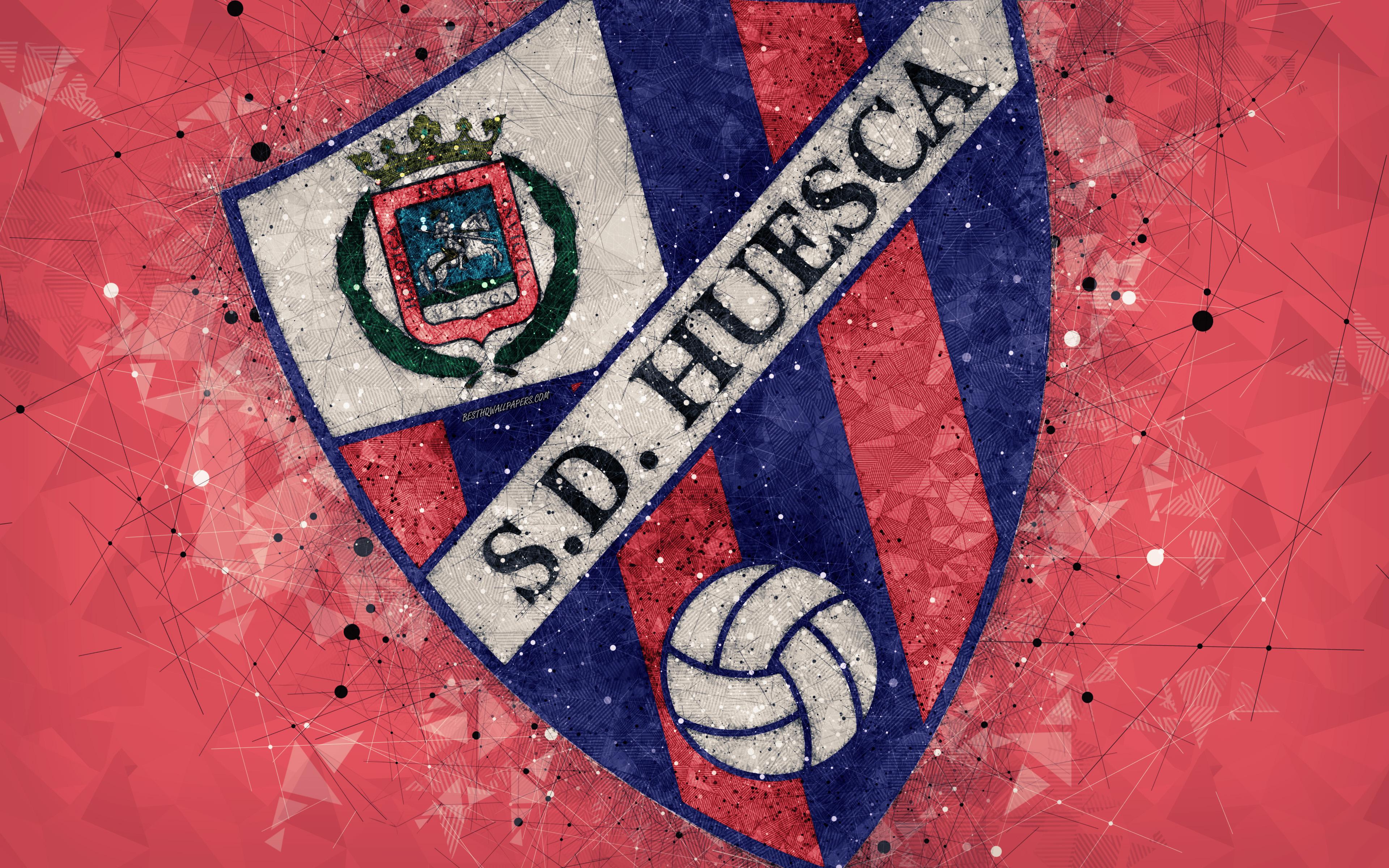Download wallpaper Sociedad Deportiva Huesca, 4k, geometric art