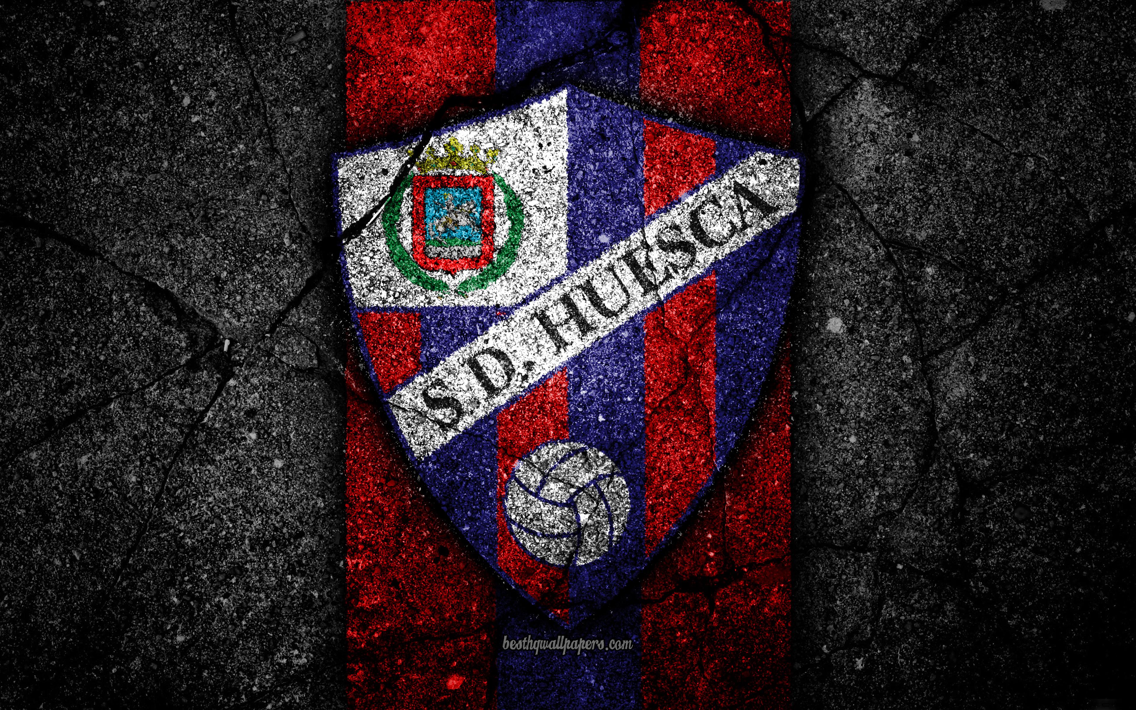 Download wallpaper 4k, FC Huesca, logo, Segunda Division, soccer