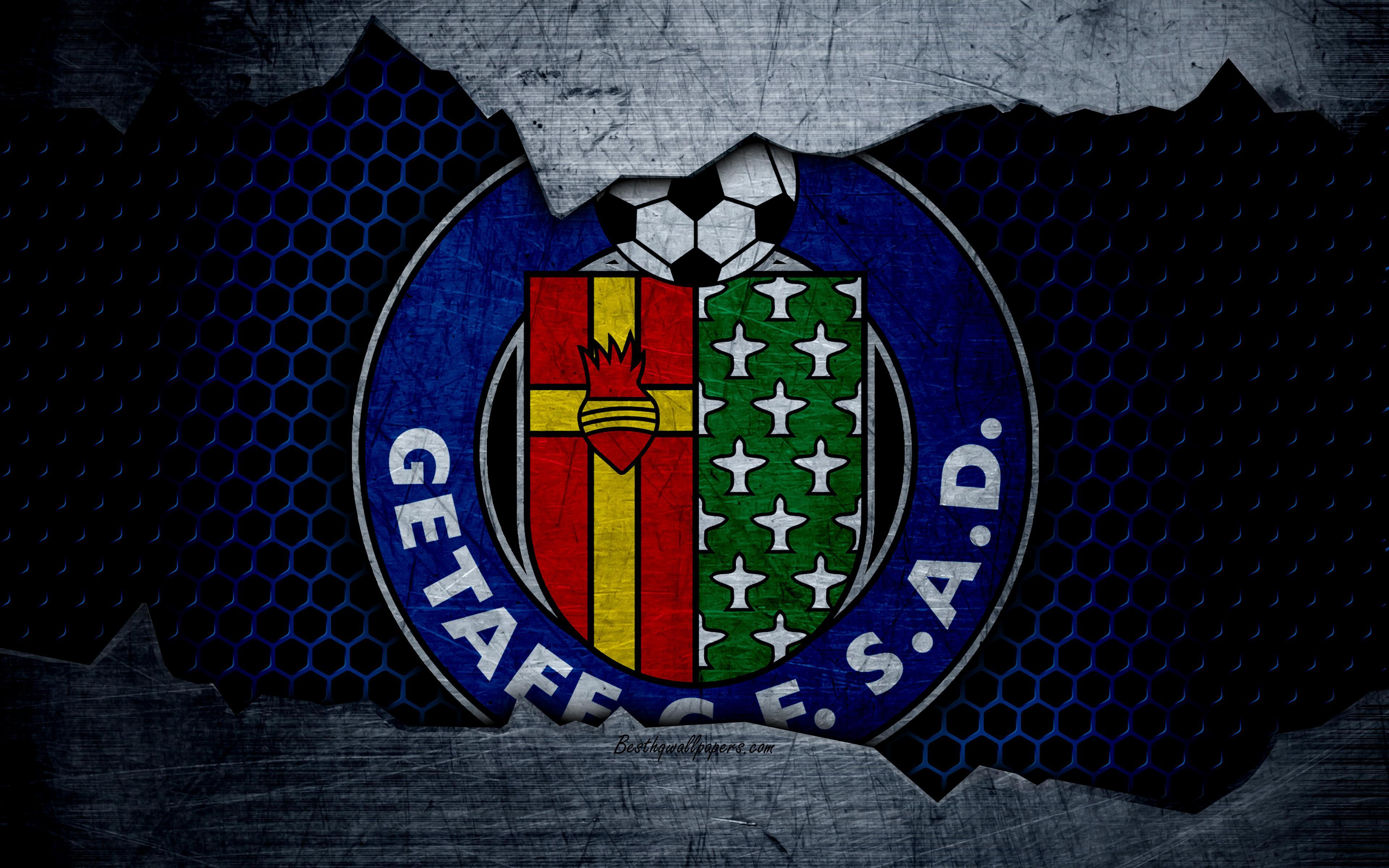 Download wallpaper Getafe CF, 4k, La Liga, football, emblem, logo