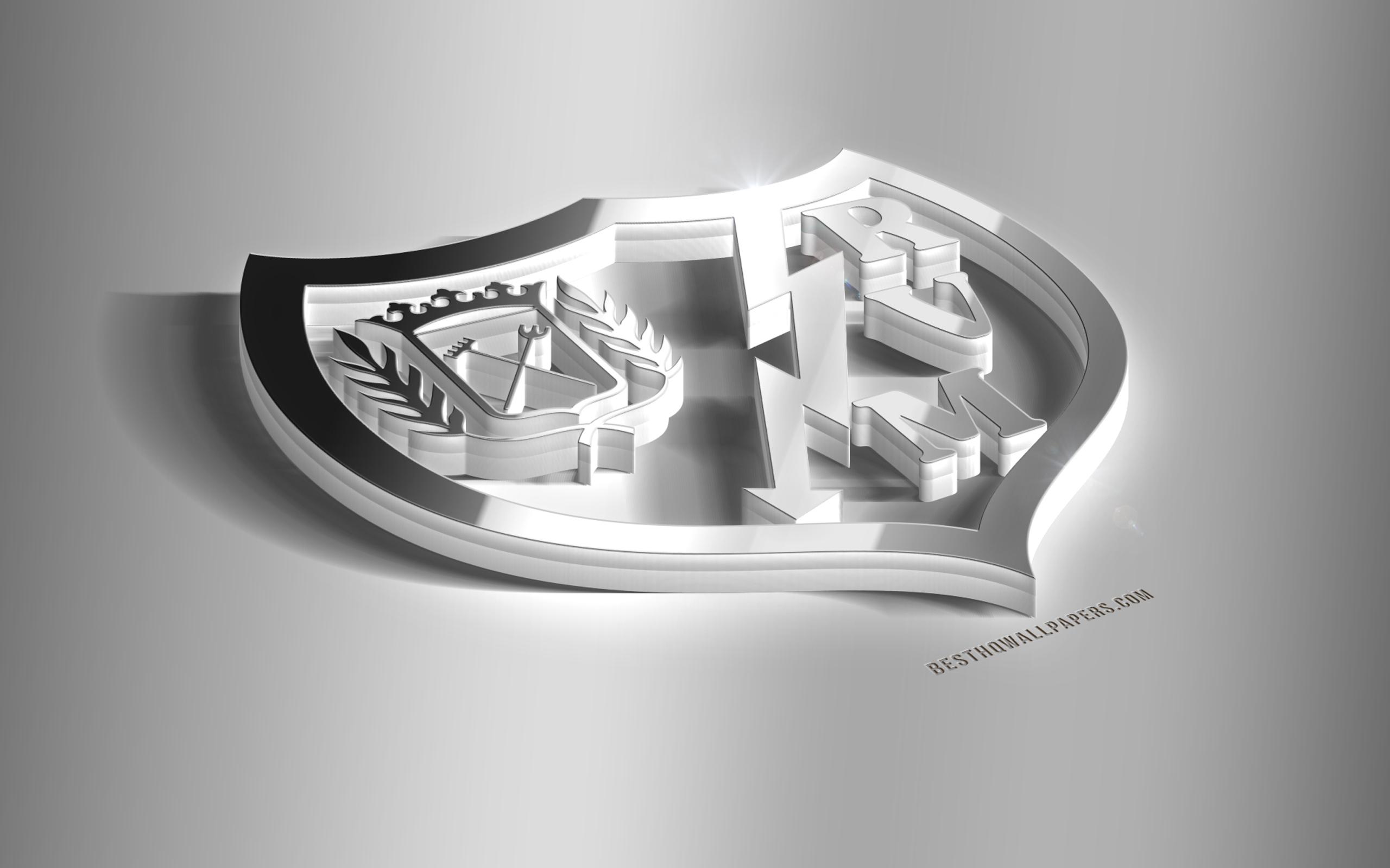 Download wallpaper Rayo Vallecano, 3D steel logo, Spanish football