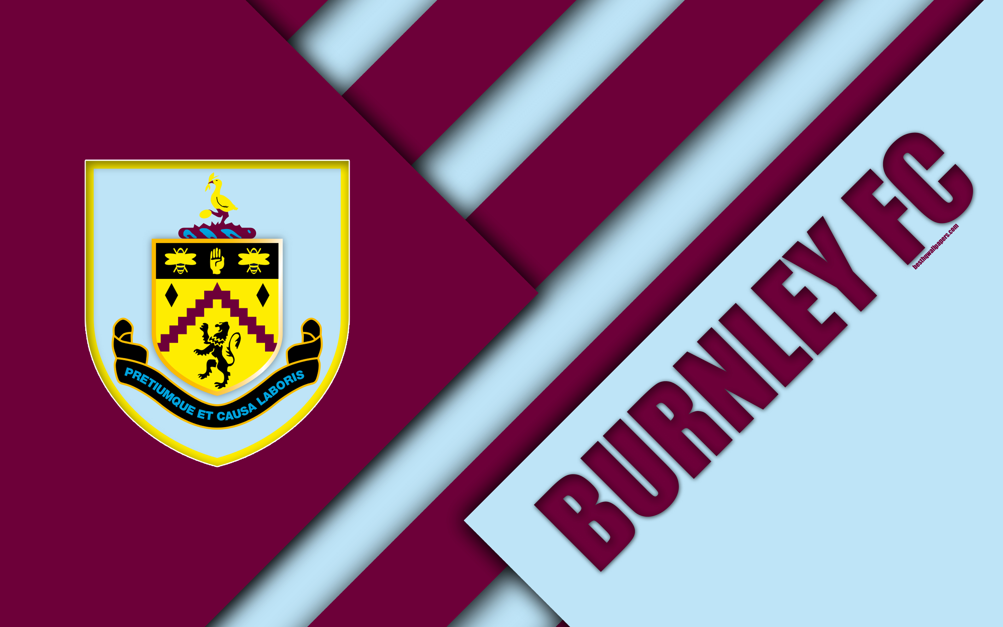 Download wallpaper Burnley FC, logo, 4k, material design, purple