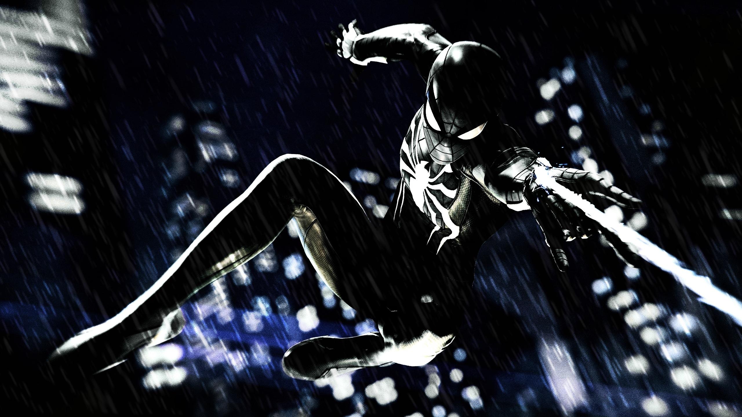 Spider Man PS4 Black Suit Wallpaper [2560x1440]