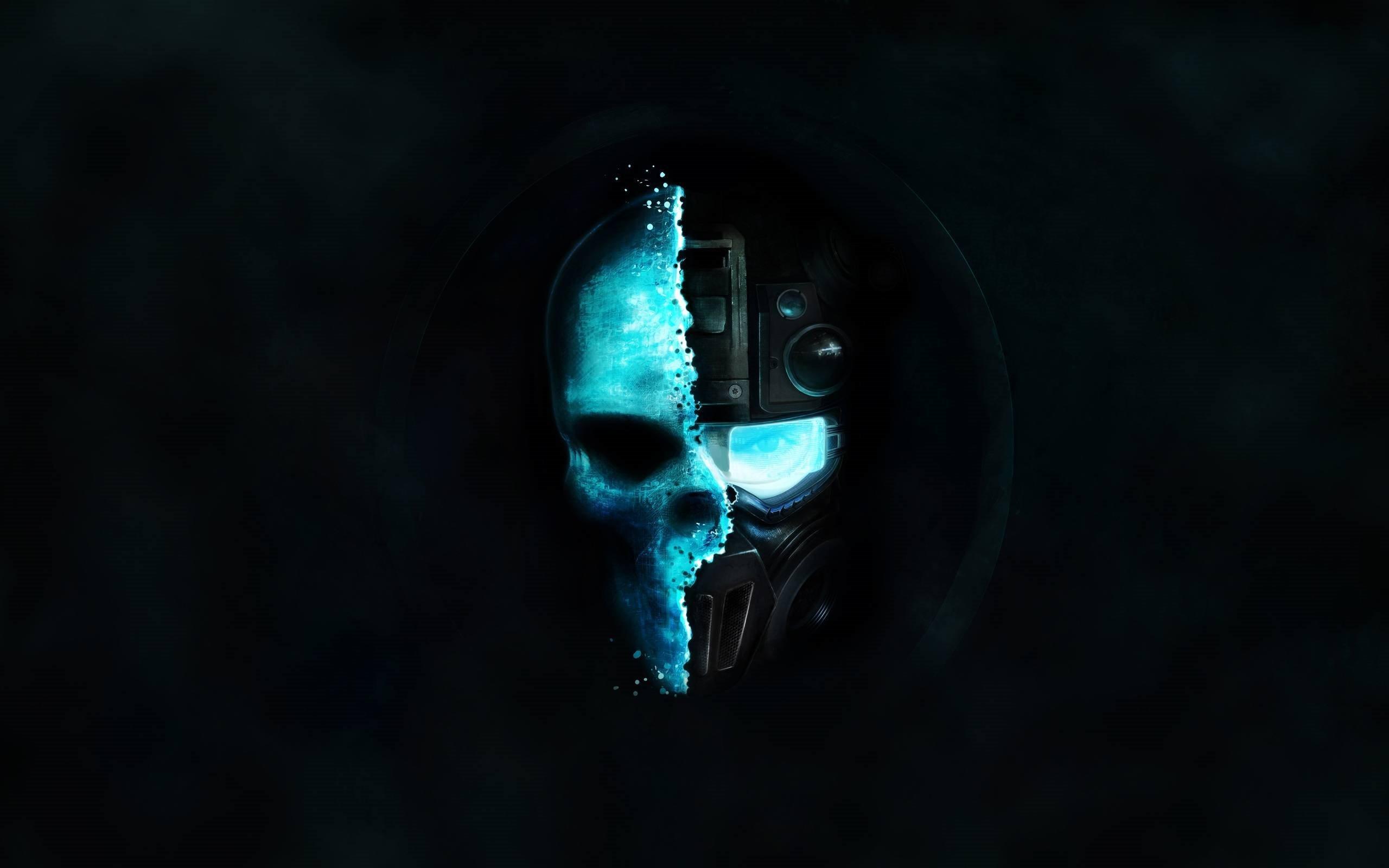 Download wallpaper skull, mask, neon, ghost for desktop