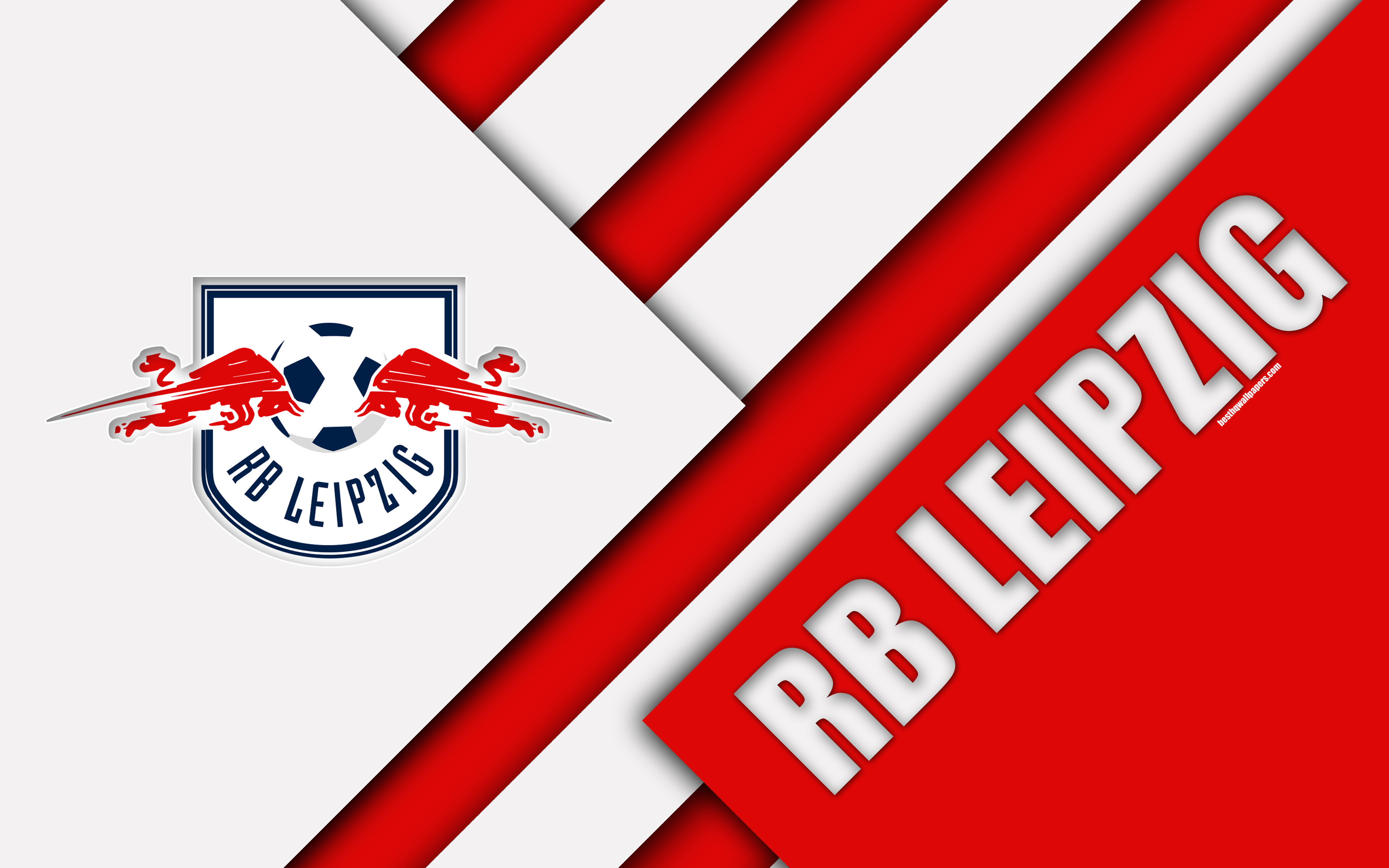 Download wallpaper RB Leipzig FC, 4k, material design, emblem