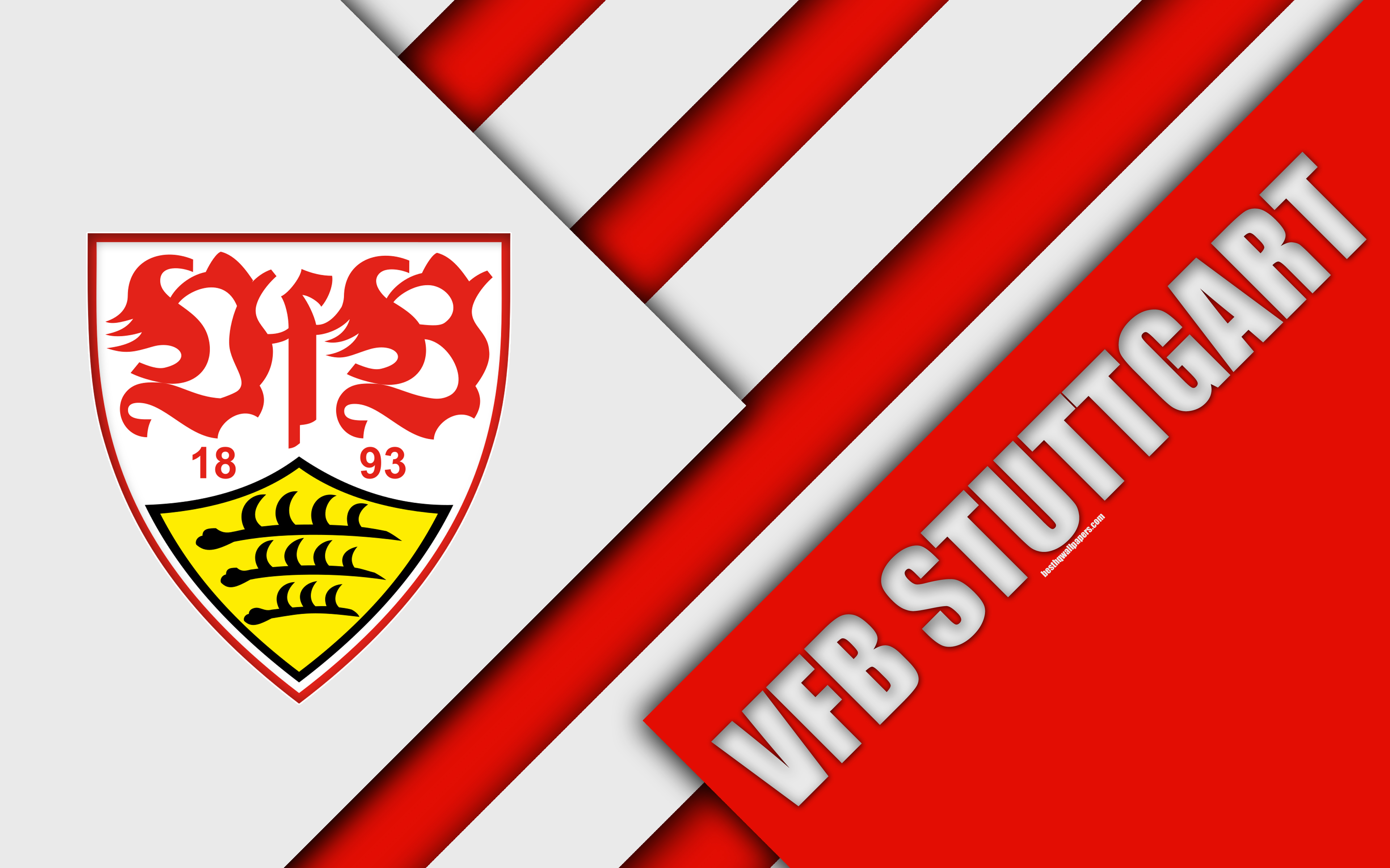 Download wallpaper VfB Stuttgart FC, 4k, material design, emblem
