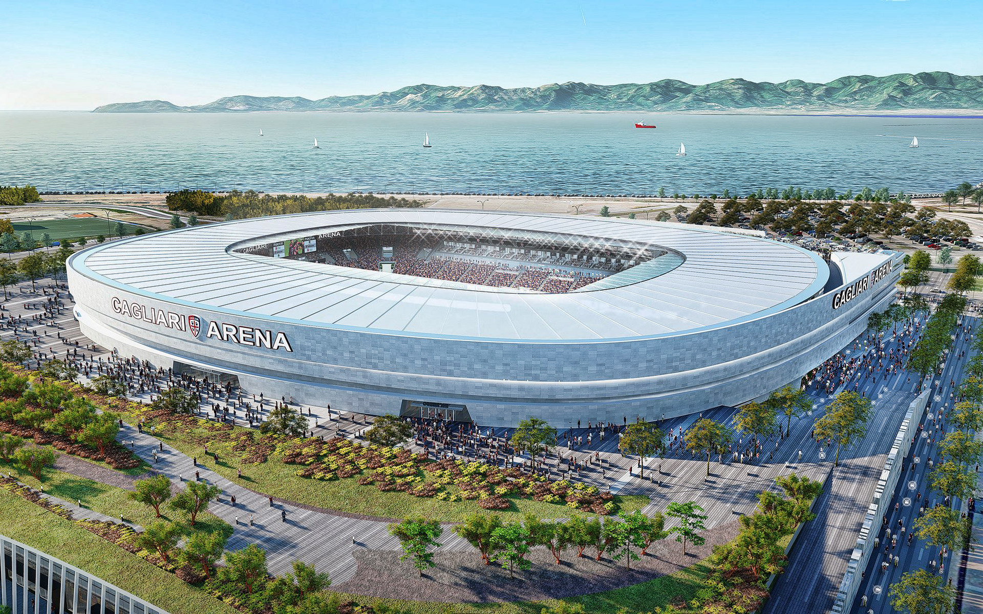 Download wallpaper Cagliari Arena, 3D project, Cagliari stadium