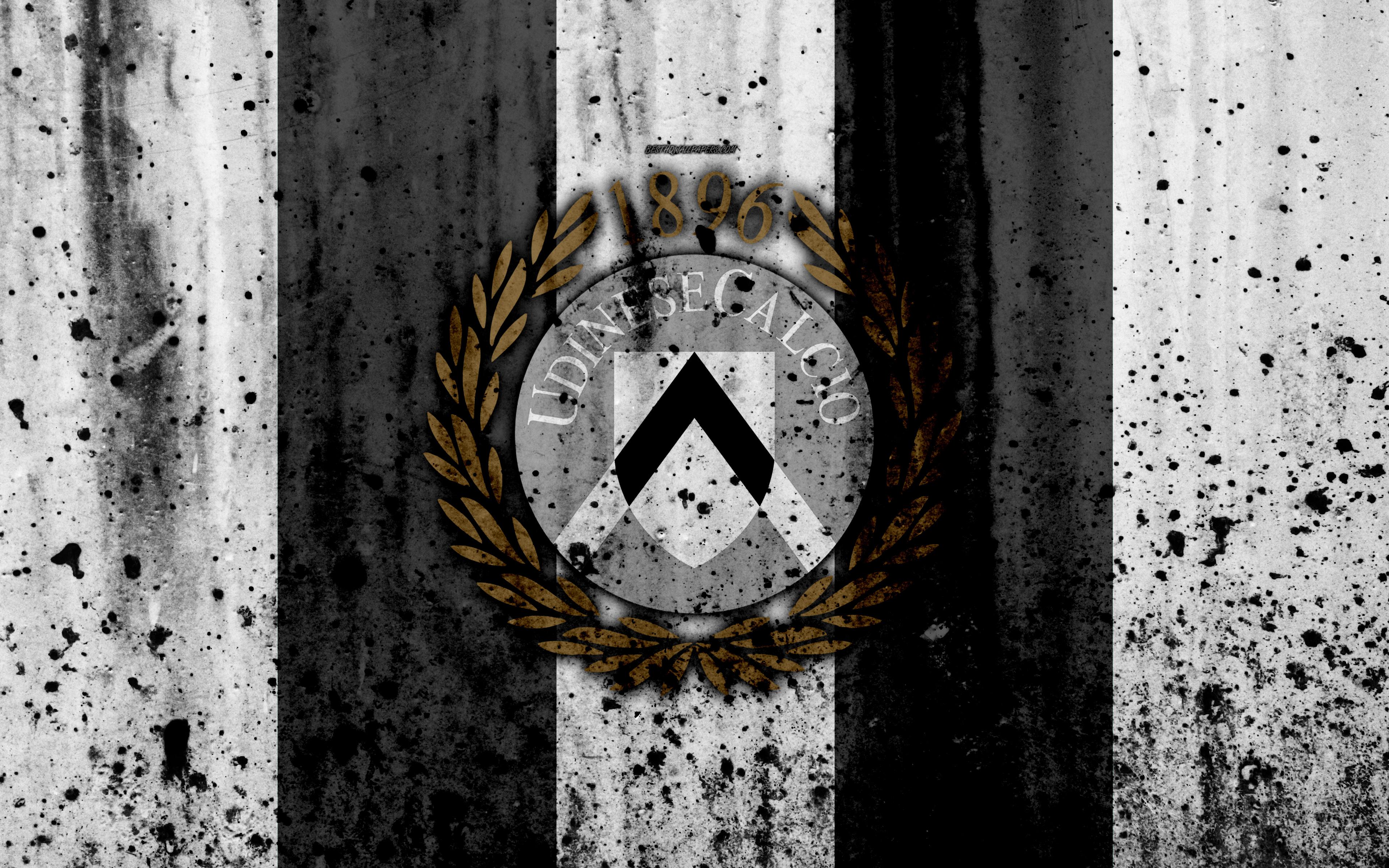 Download wallpaper FC Udinese, 4k, logo, Serie A, stone texture