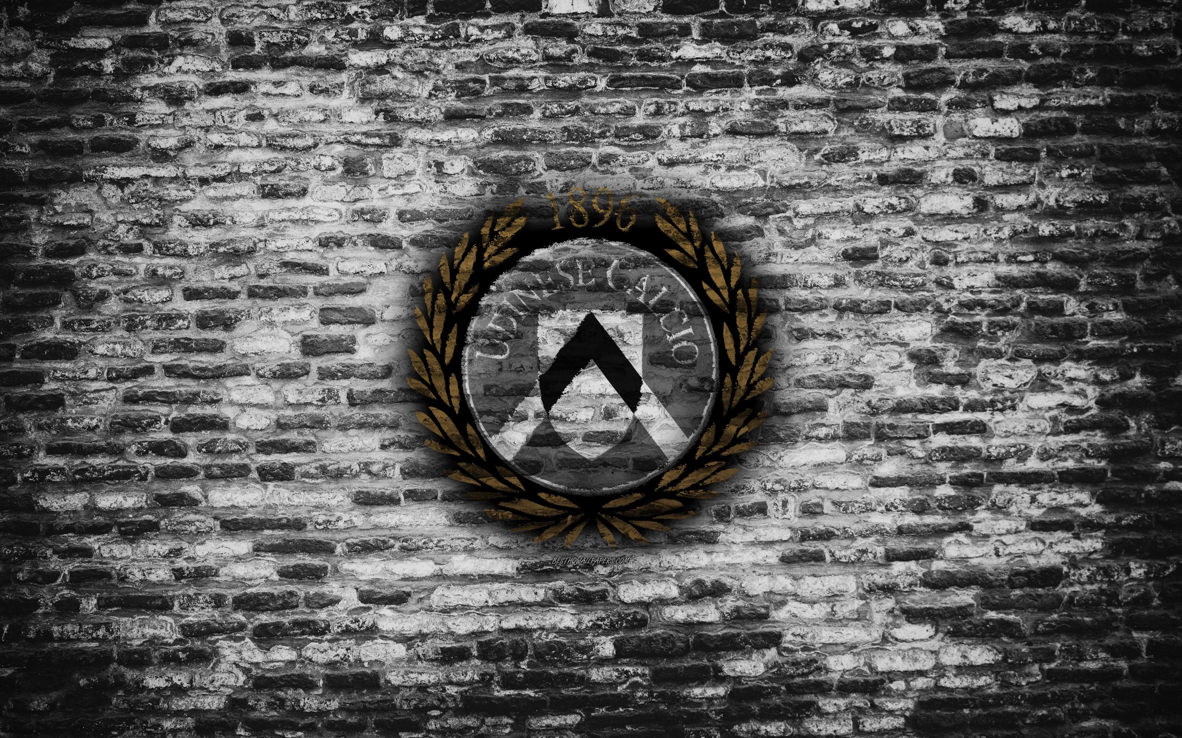 Download wallpaper Udinese FC, 4k, logo, brick wall, Serie A