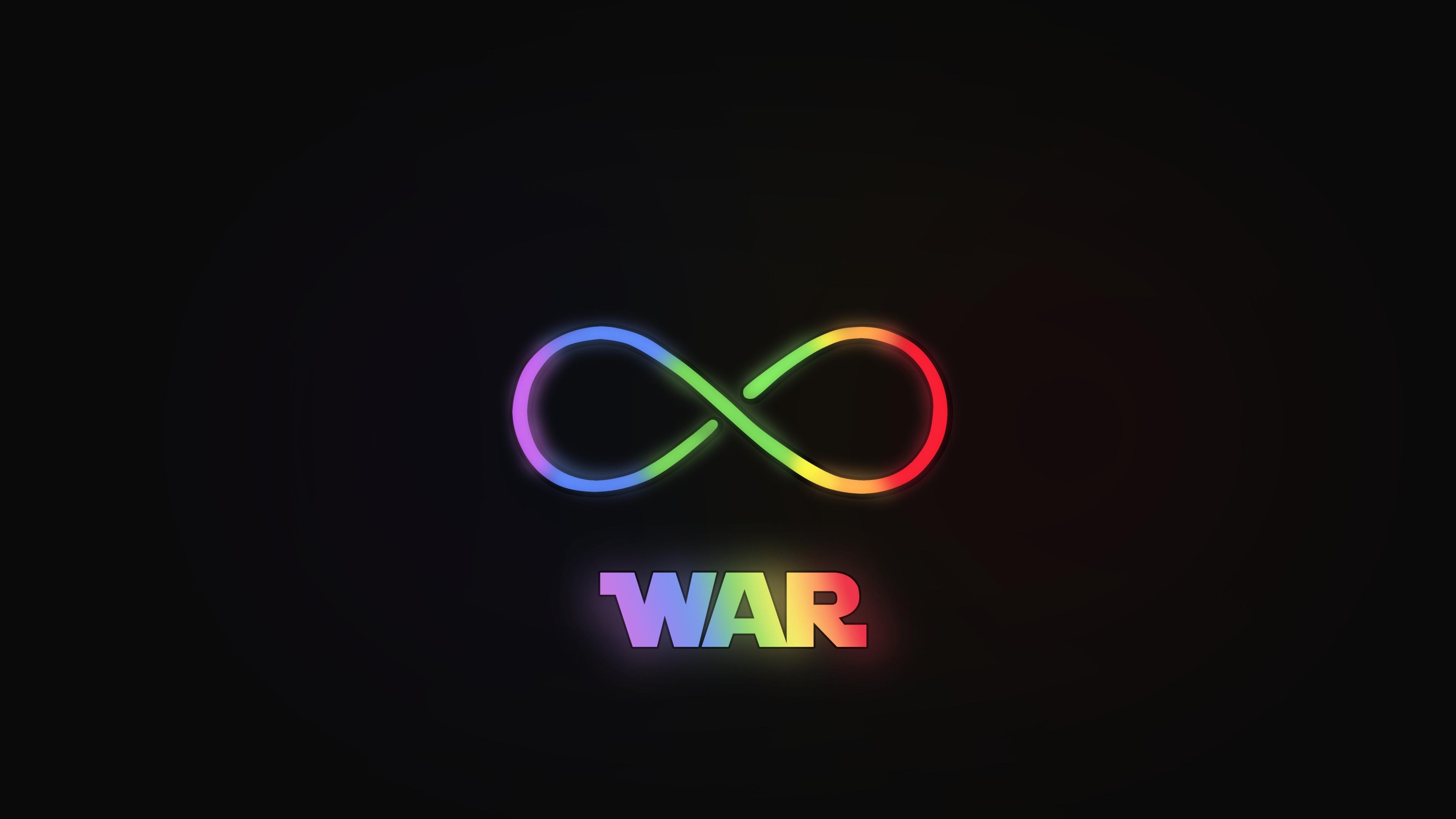 Download 3840x2160 wallpaper infinity war, logo, neon, minimal, 4k