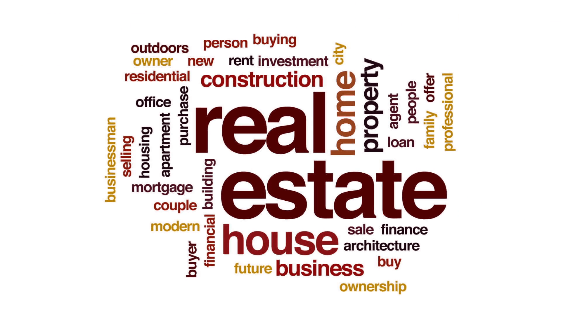 Real estate animated word cloud, text design animation. Motion