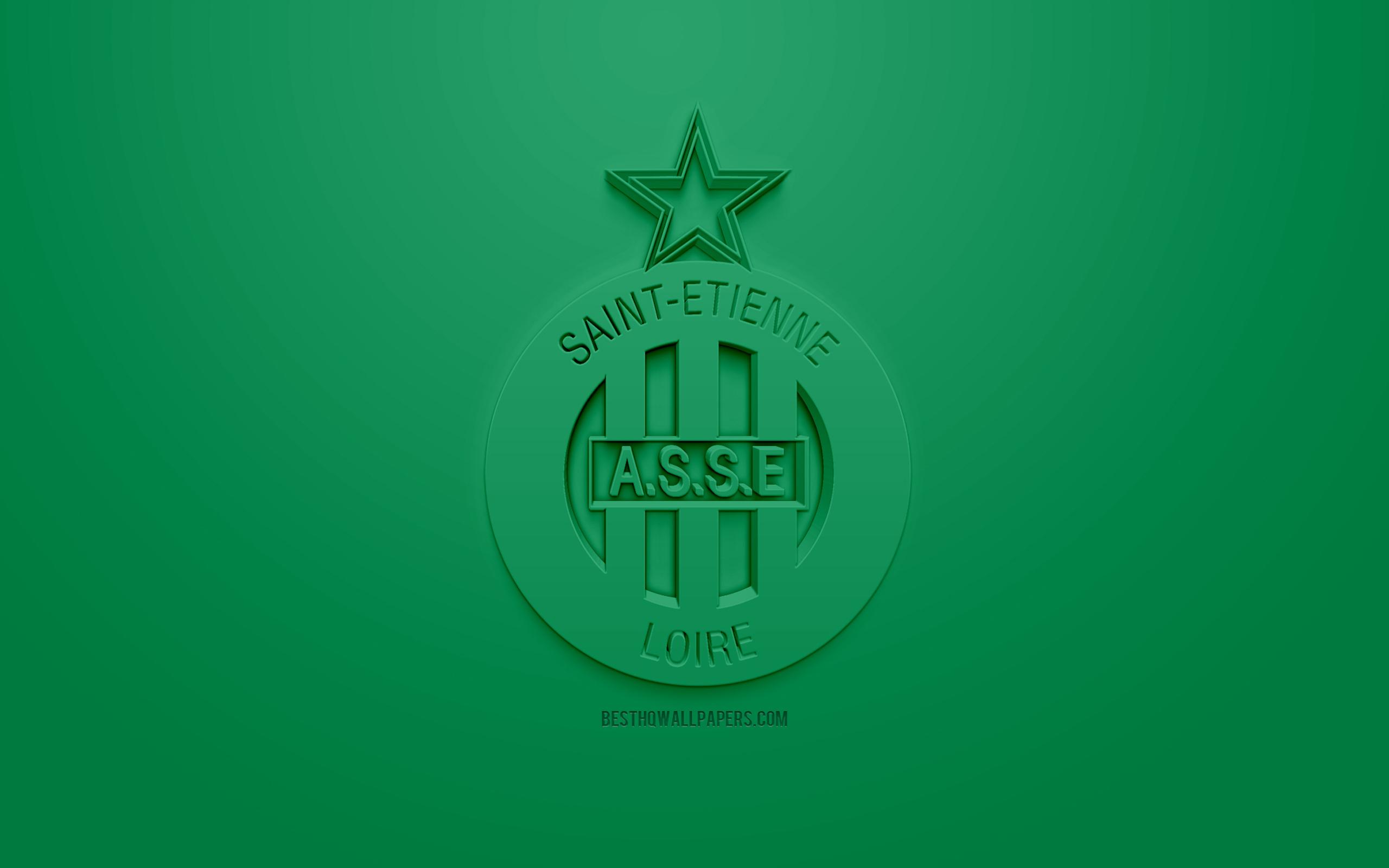 Download Wallpaper AS Saint Etienne, ASSE, Creative 3D Logo, Green