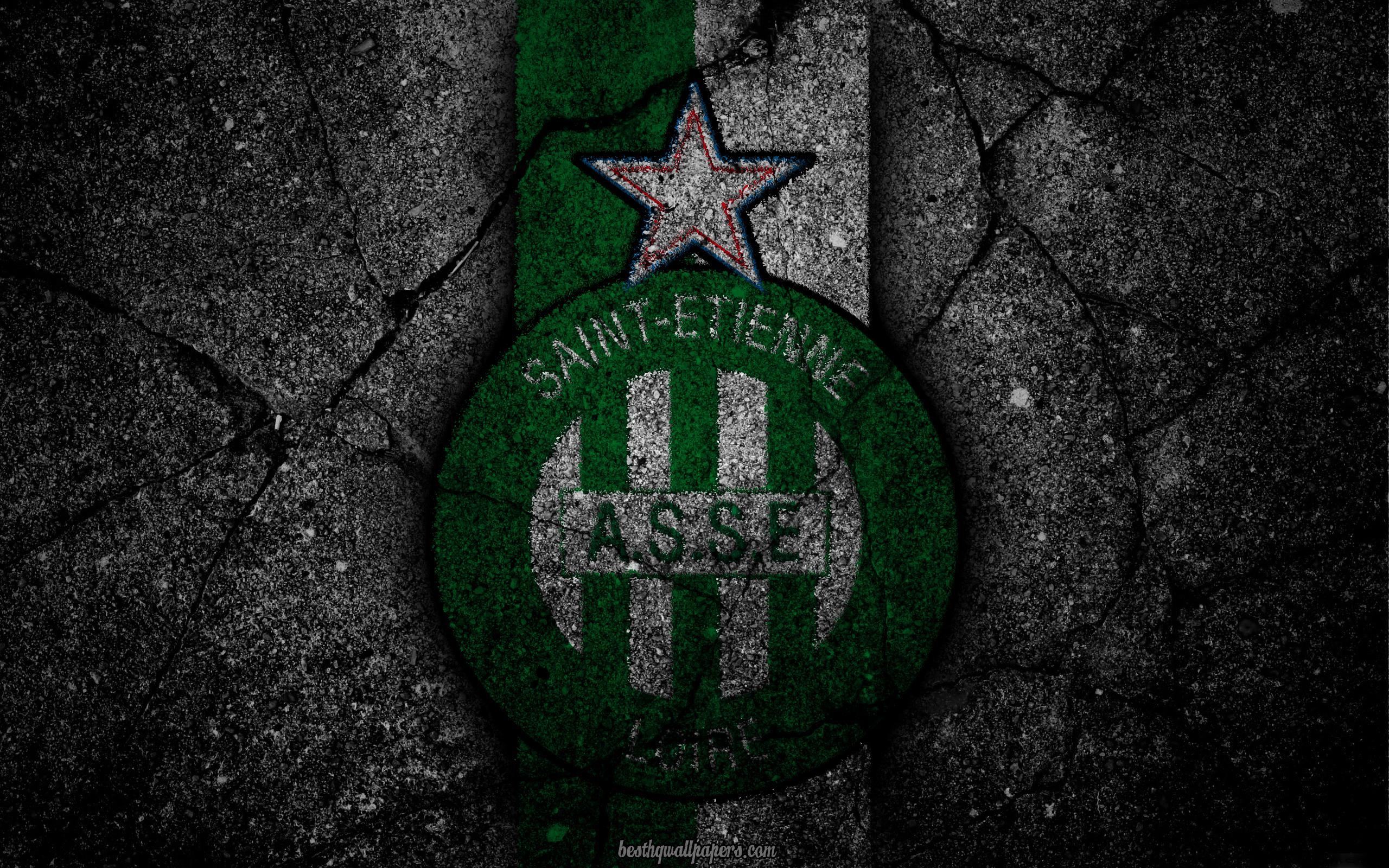 Download Wallpaper Saint Etienne, Logo, Art, Liga Soccer, AS