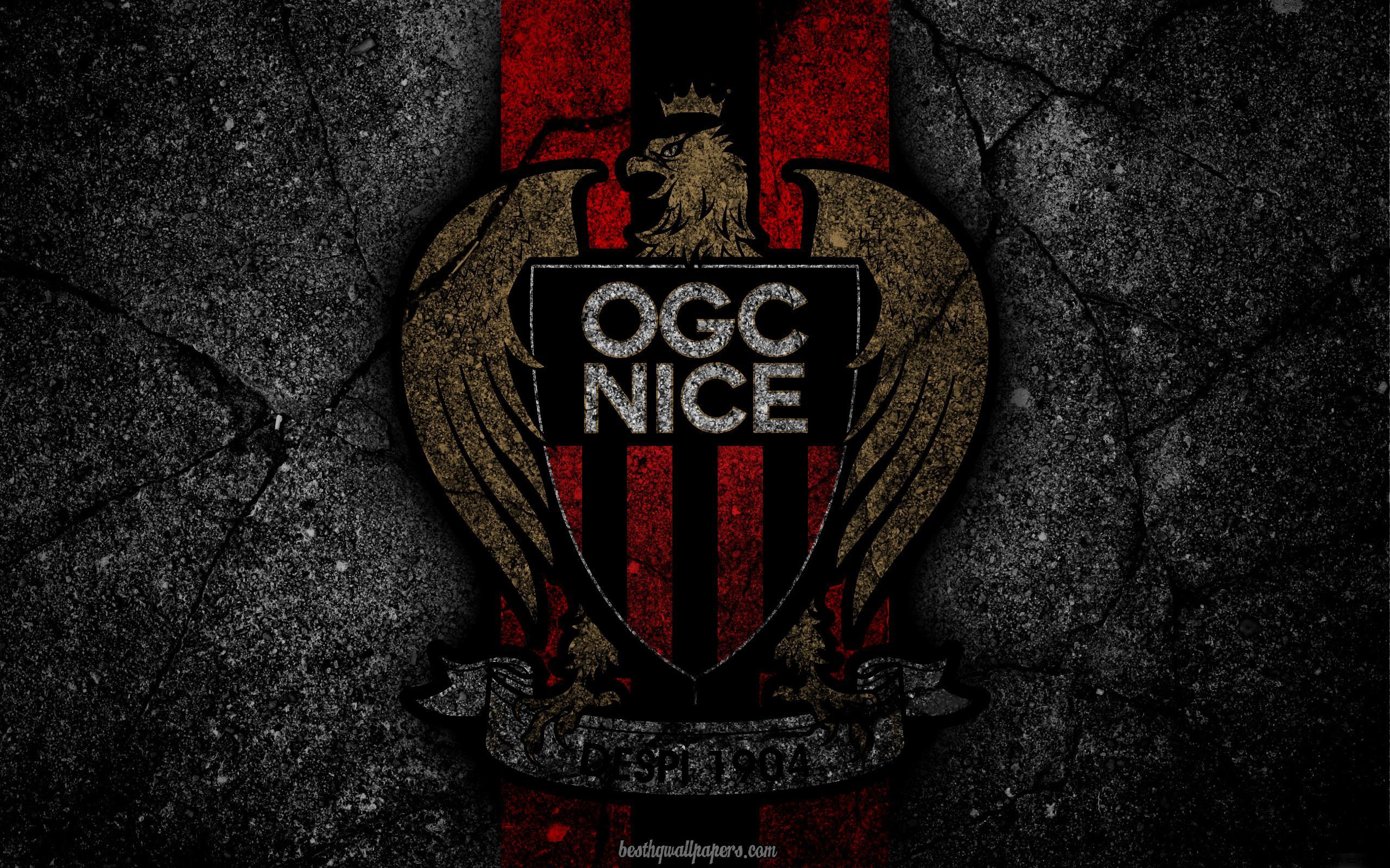 Download wallpaper Nice, logo, art, Liga soccer, OGC Nice