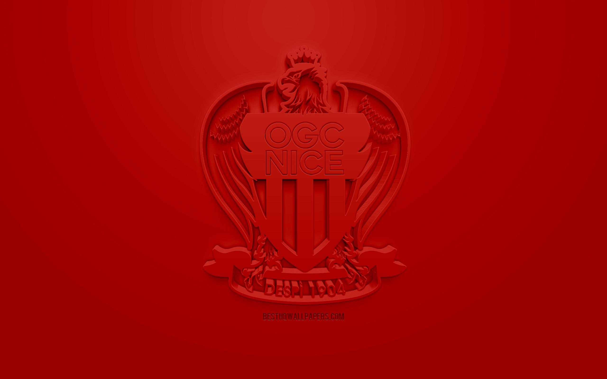 Download wallpaper OGC Nice, creative 3D logo, red background, 3D