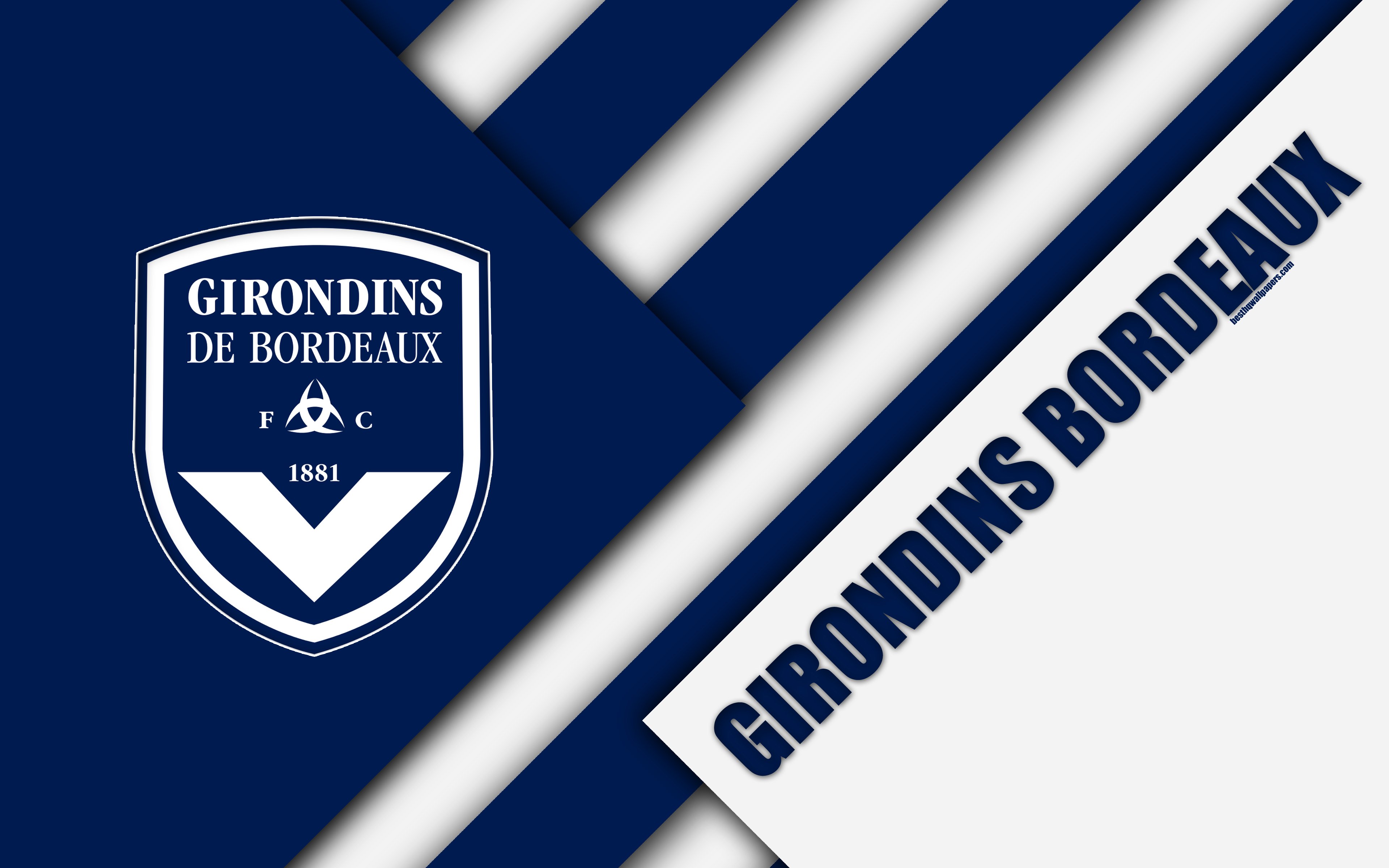 Download wallpaper FC Girondins de Bordeaux, 4k, material design