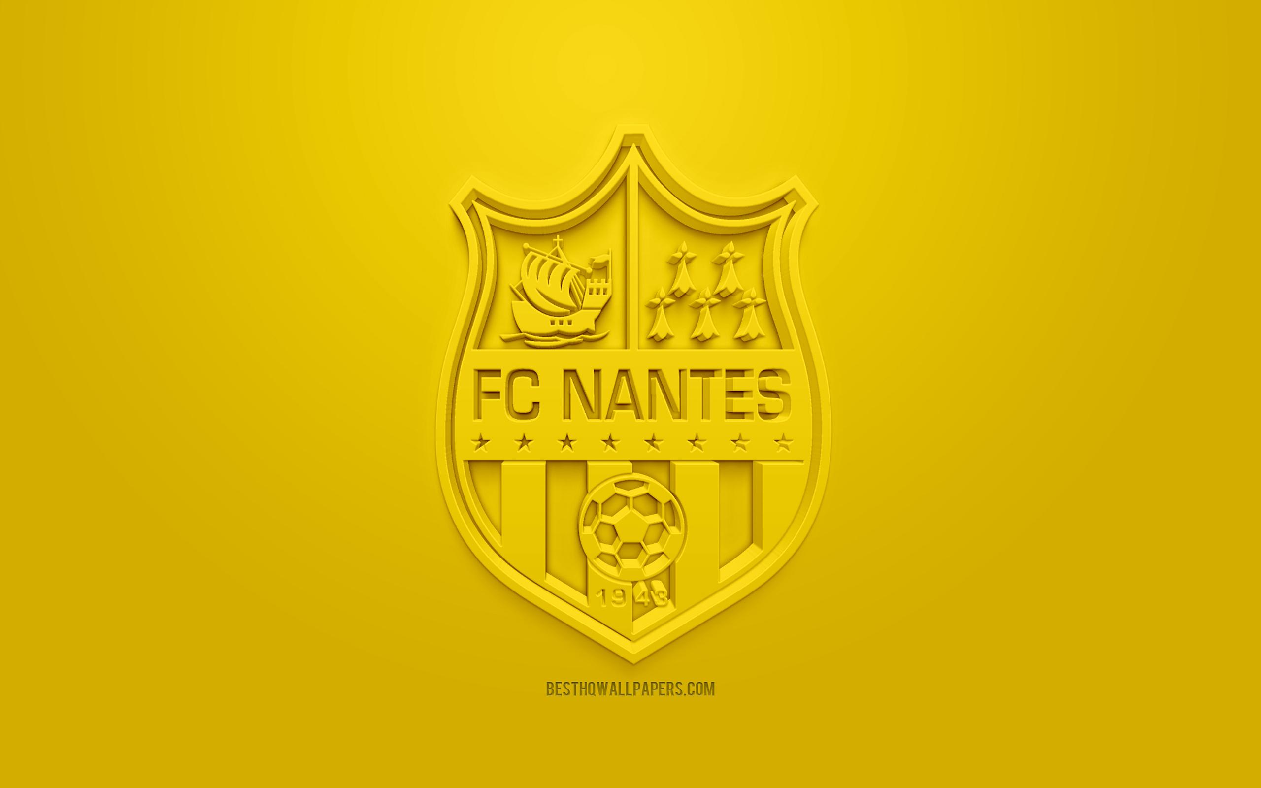 Download wallpaper FC Nantes, creative 3D logo, yellow background