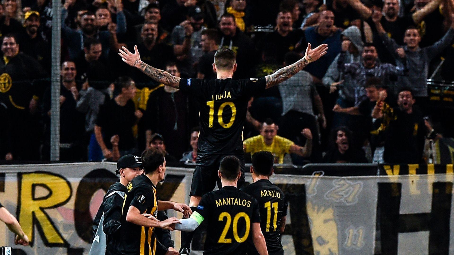 Livaja levels it late for Athens. aek. Champions
