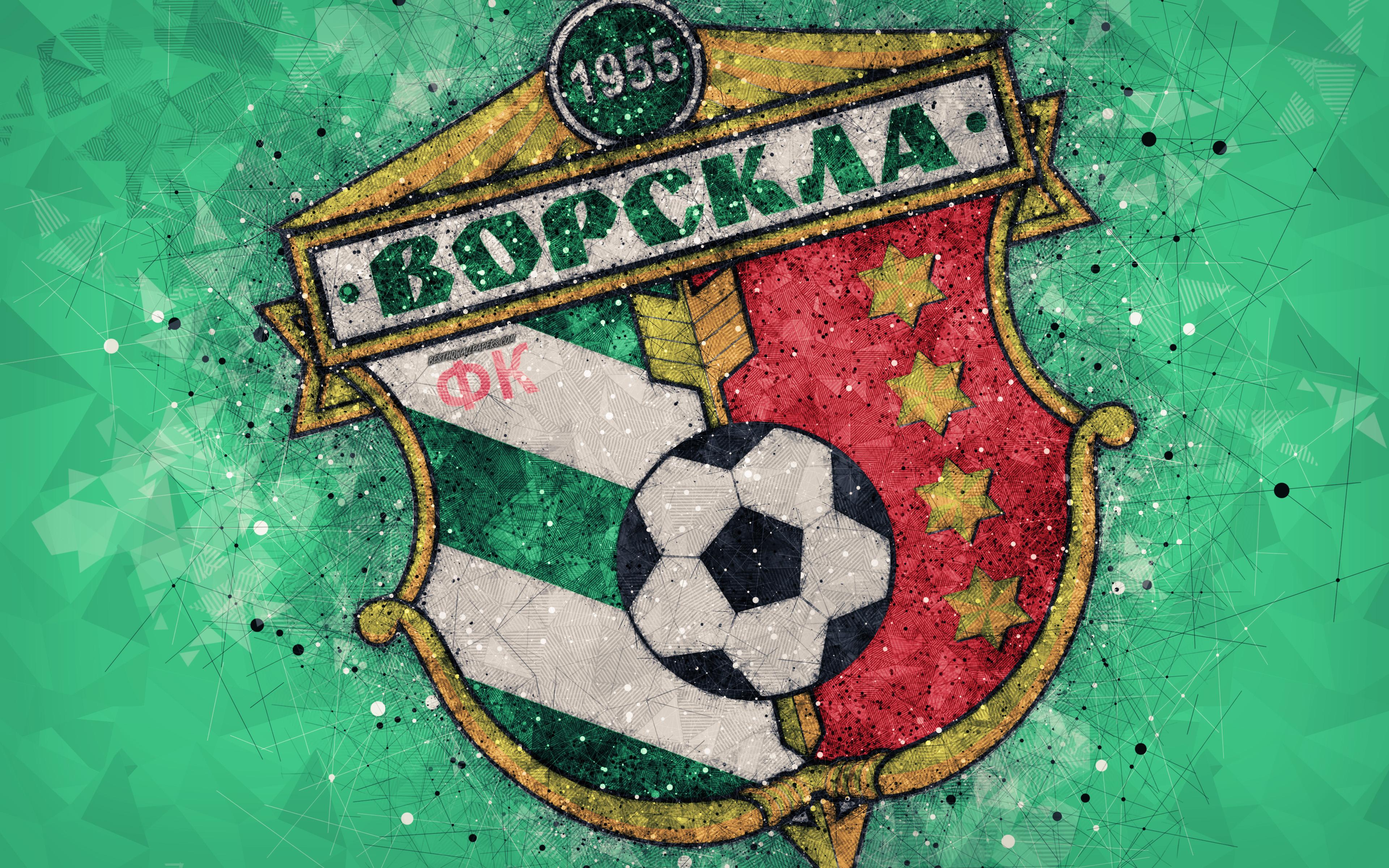 Download wallpaper FC Vorskla Poltava, 4k, logo, geometric art