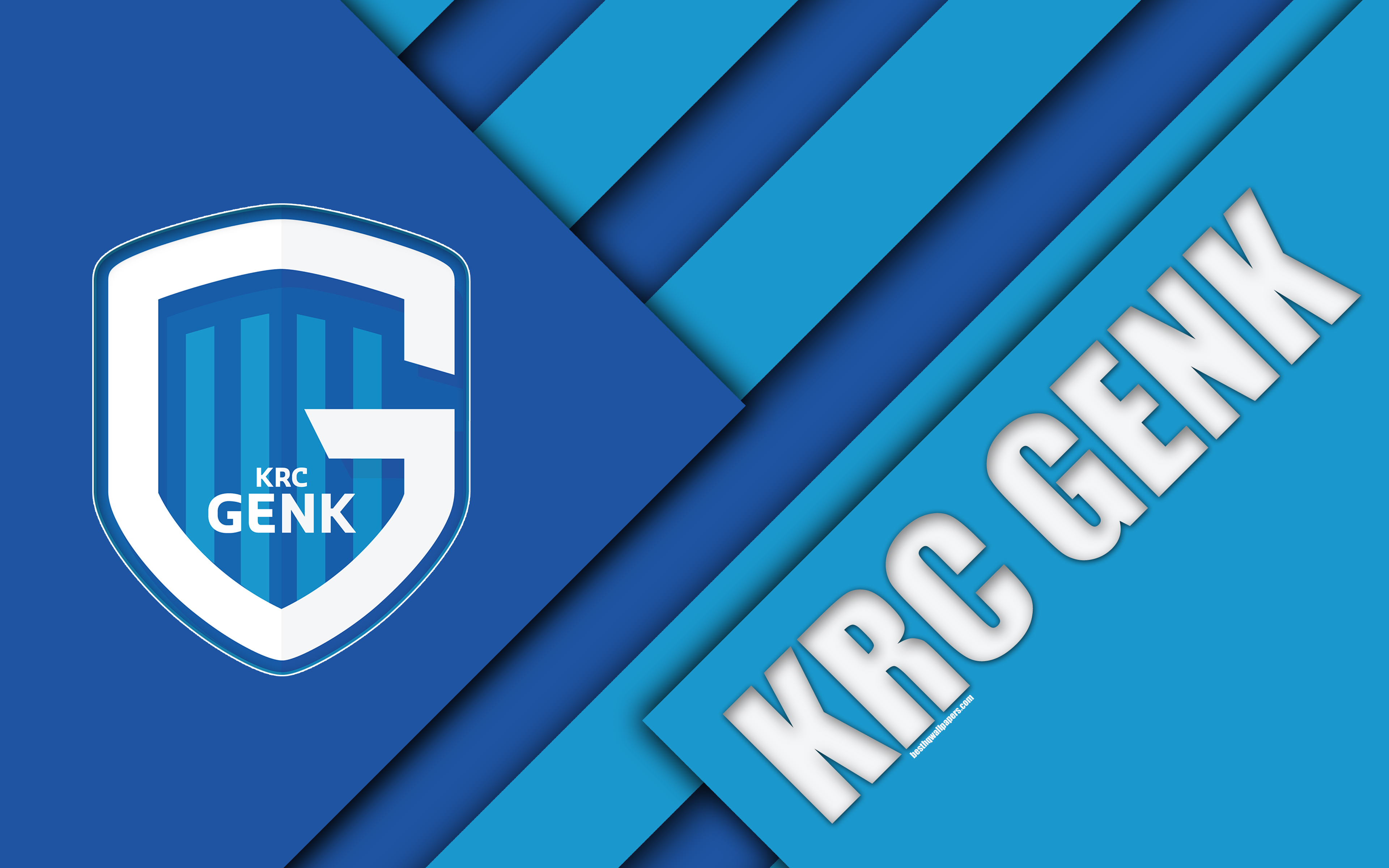 Download wallpaper KRC GENK, 4k, Belgian football club, blue