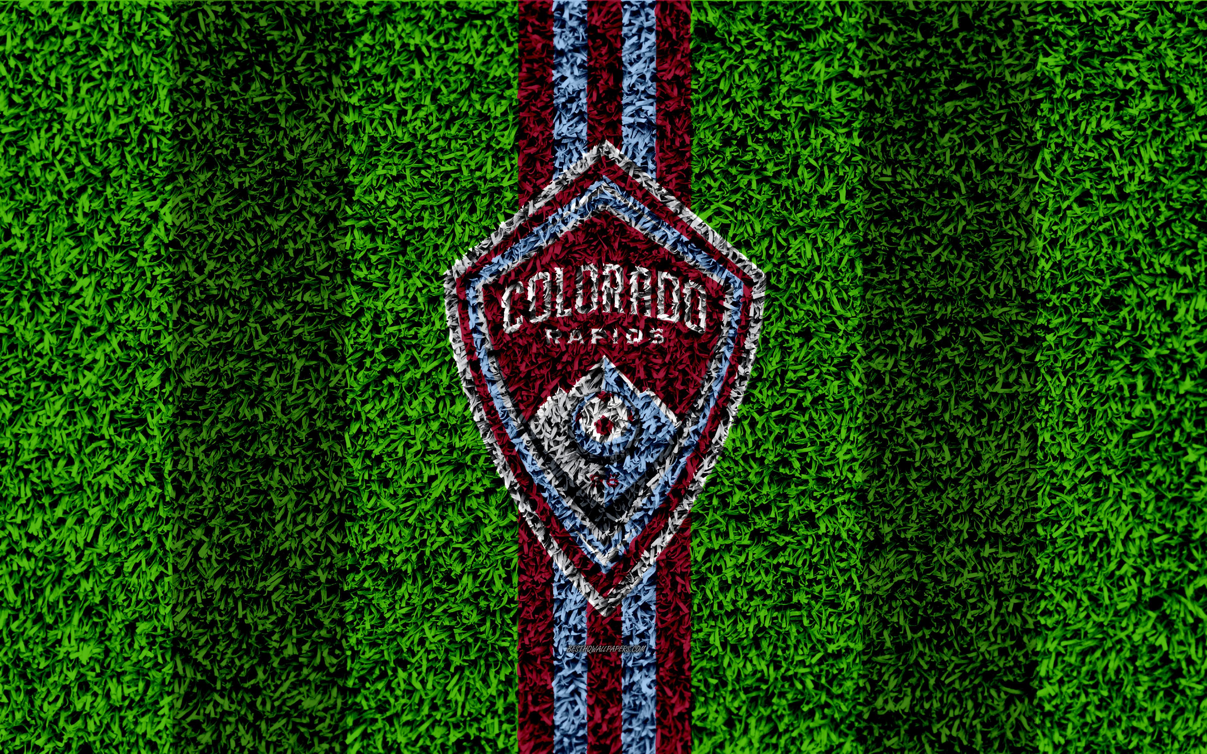 Download wallpaper Colorado Rapids, 4k, MLS, football lawn, logo