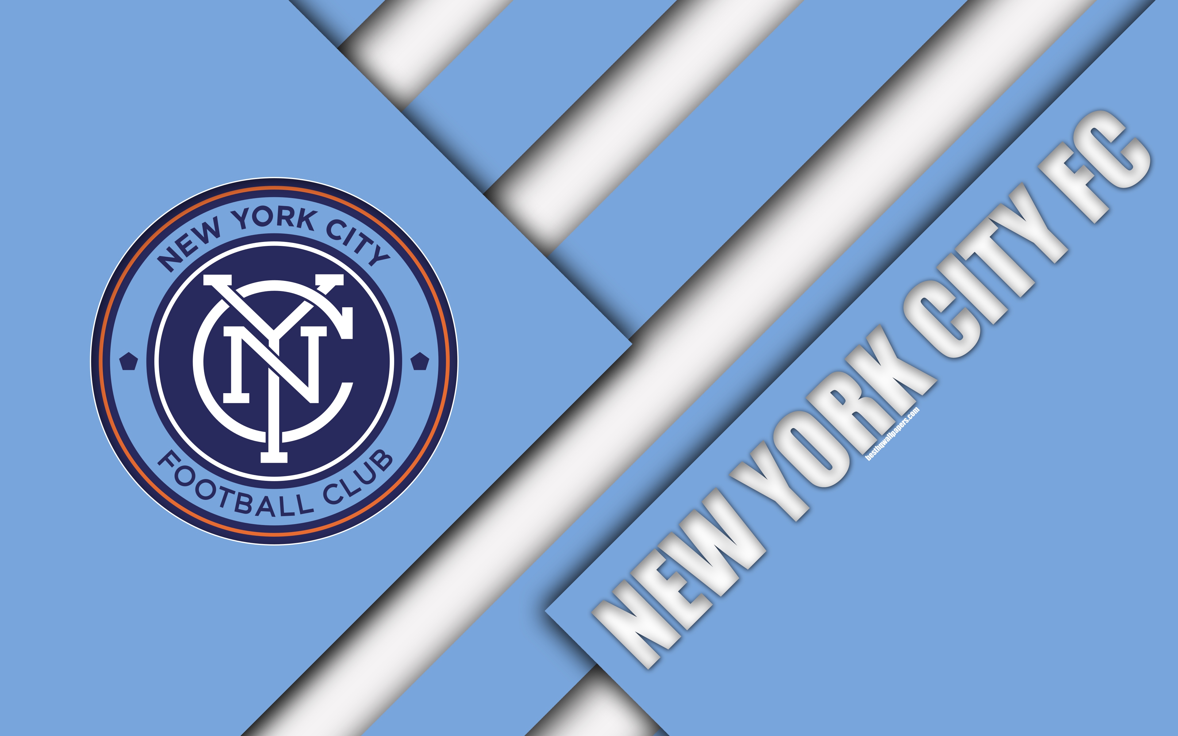Download wallpaper New York City FC, material design, 4k, logo