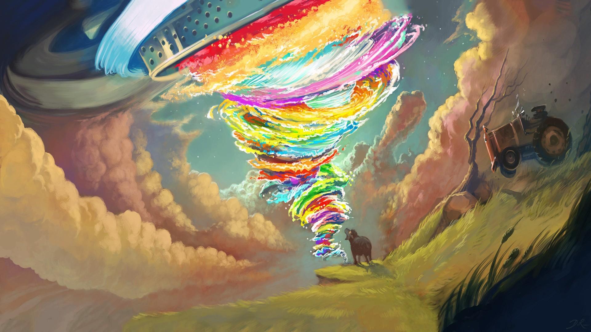 Fantastic rainbow tornado wallpaper and image