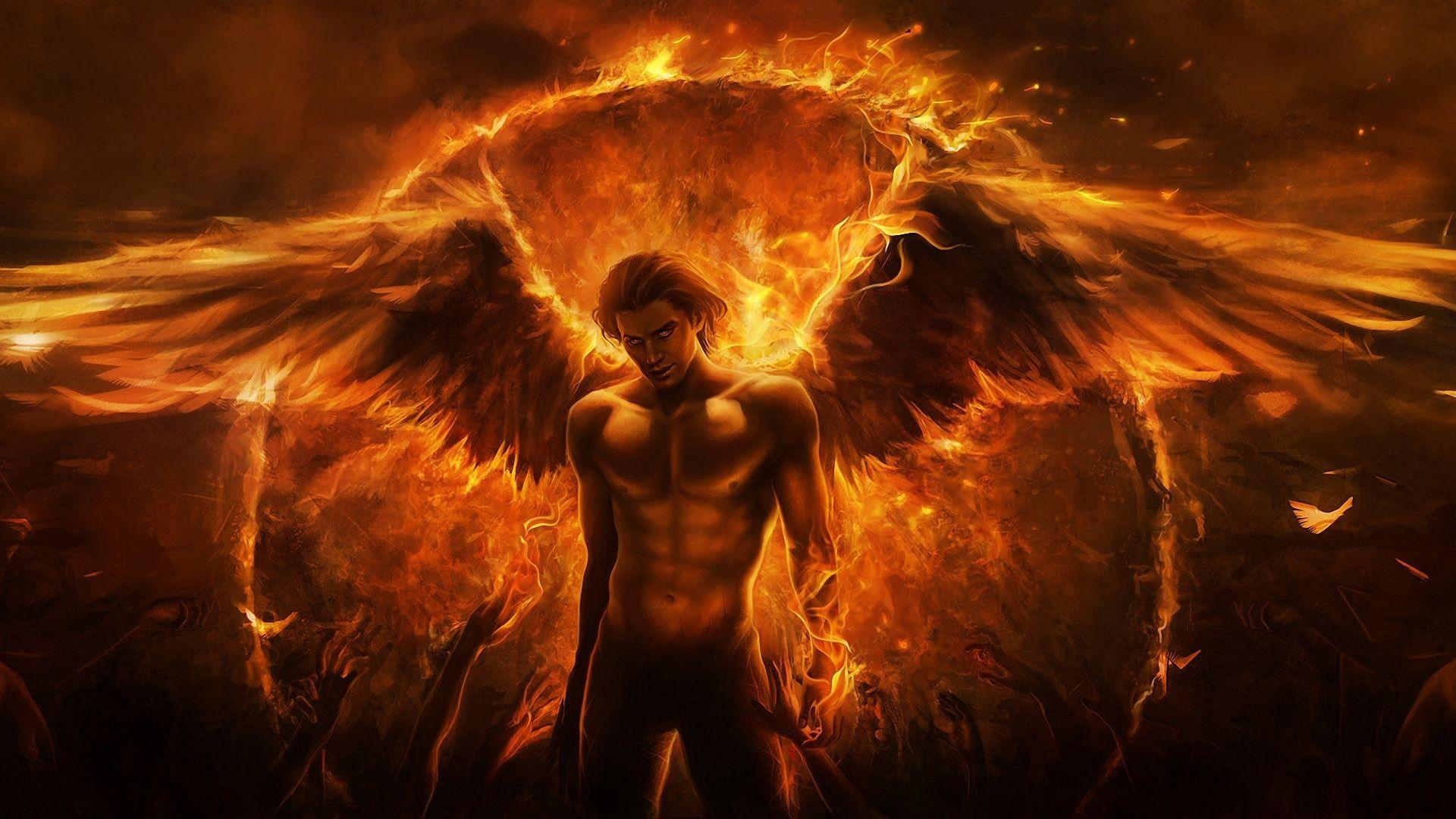Fire Angel Fantasy HD Wallpaper. Angel wings in 2019
