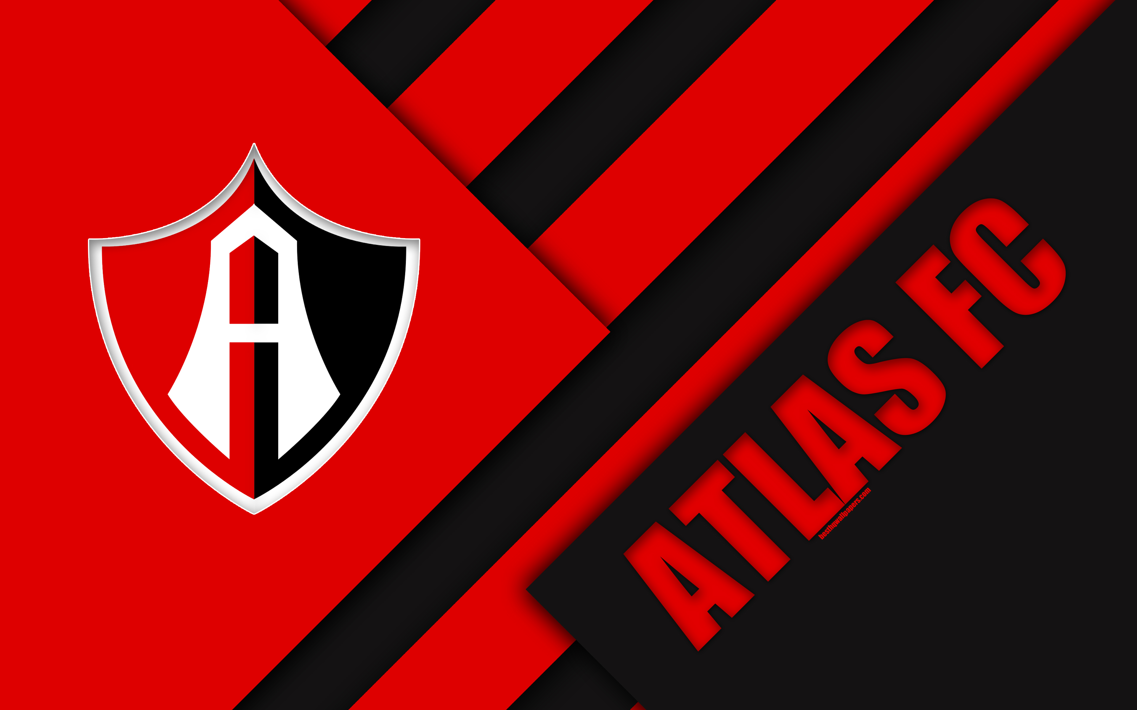 Download wallpaper Atlas FC, 4K, Mexican Football Club, material
