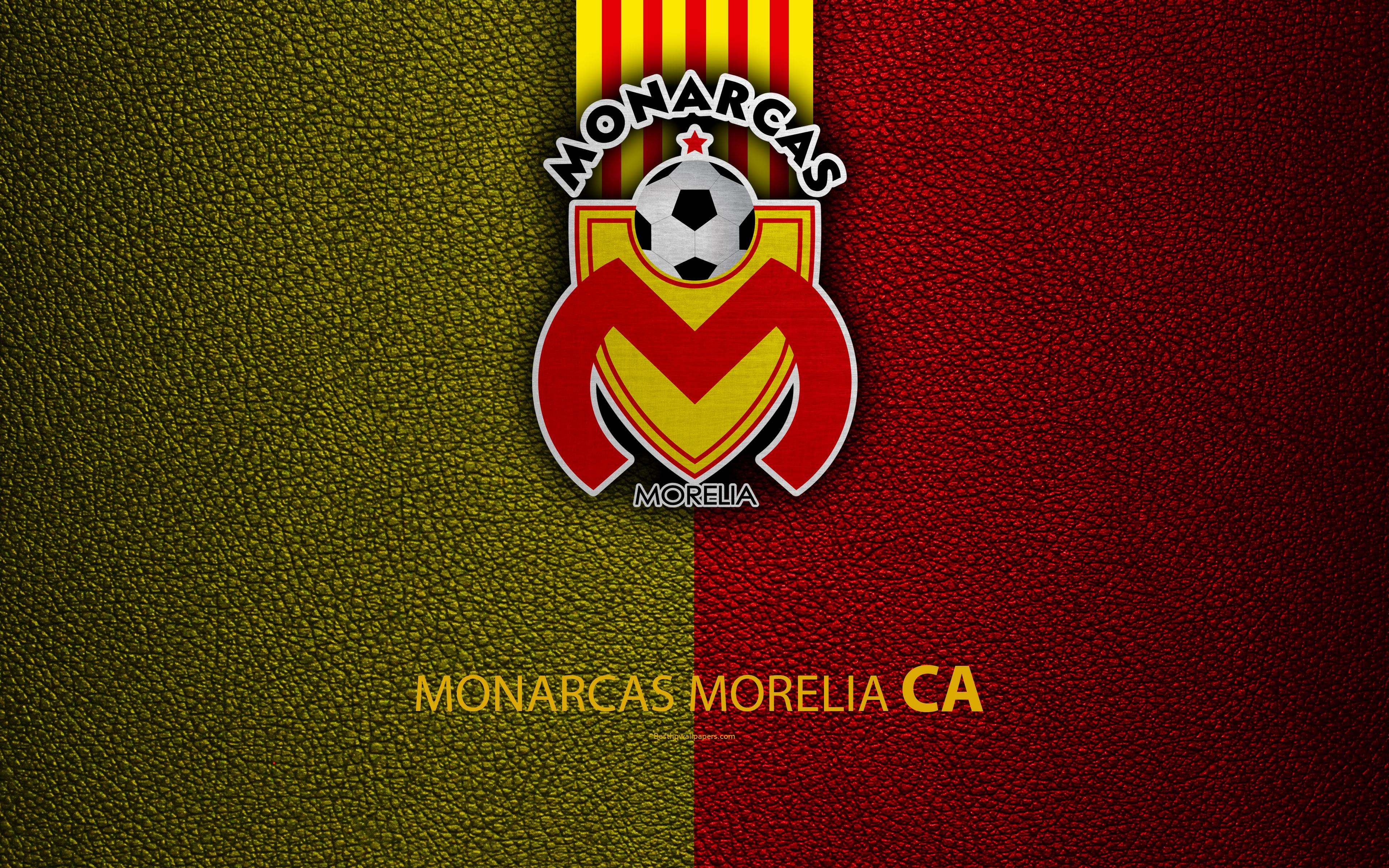 Download wallpaper Monarcas Morelia, 4k, leather texture, logo